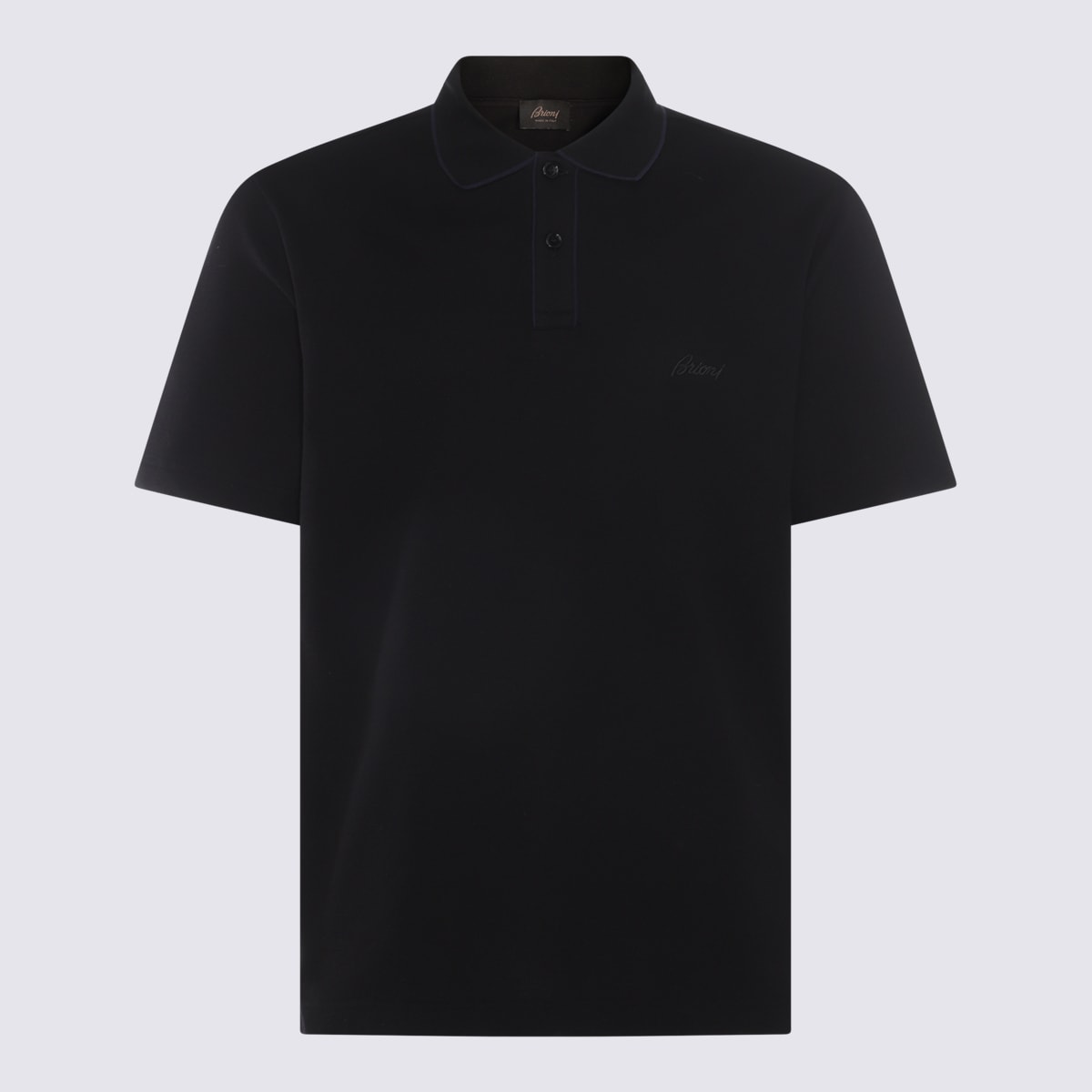Shop Brioni Black Cotton Polo Shirt