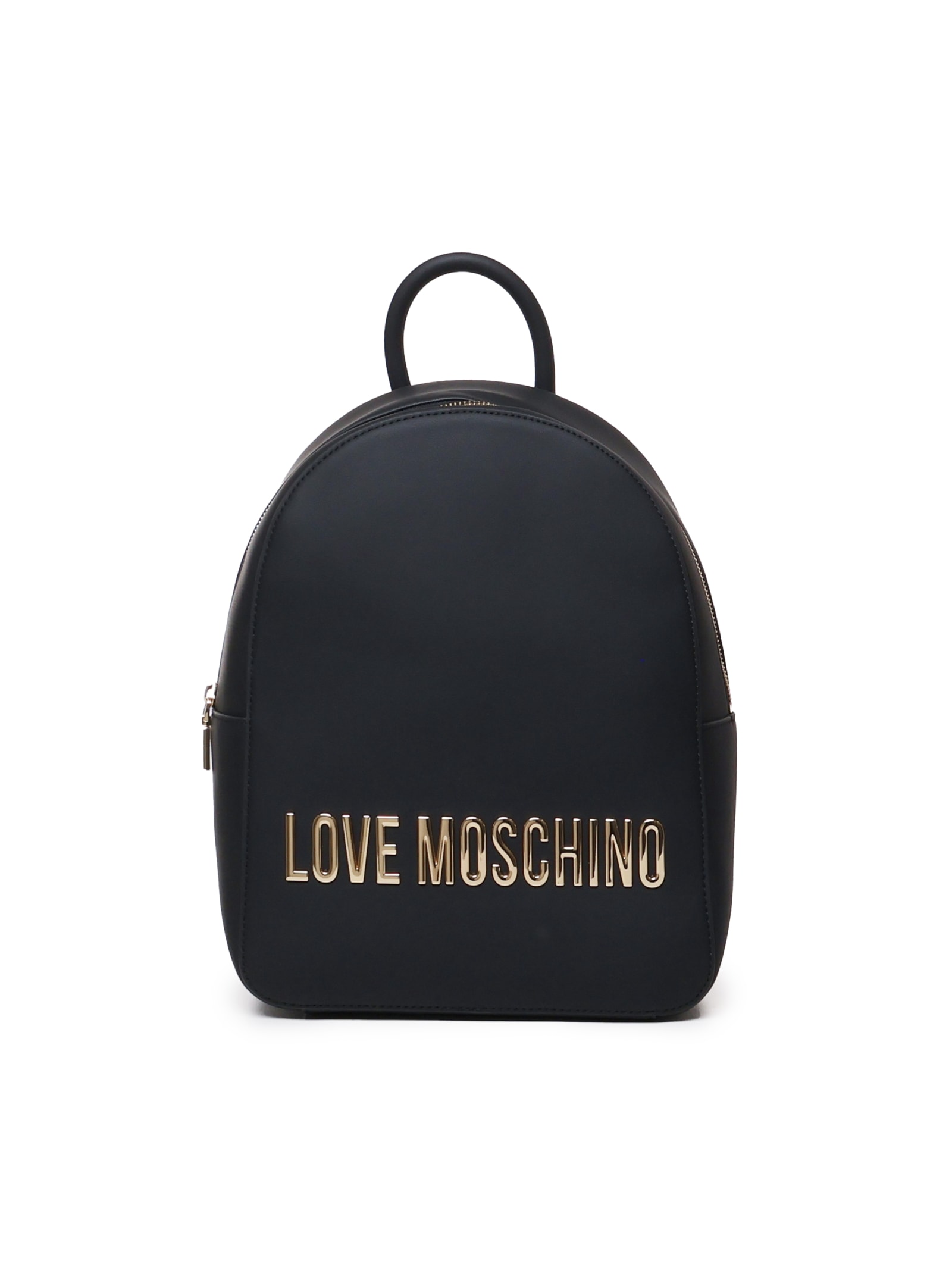 Shop Love Moschino Logo Round Backpack In Black