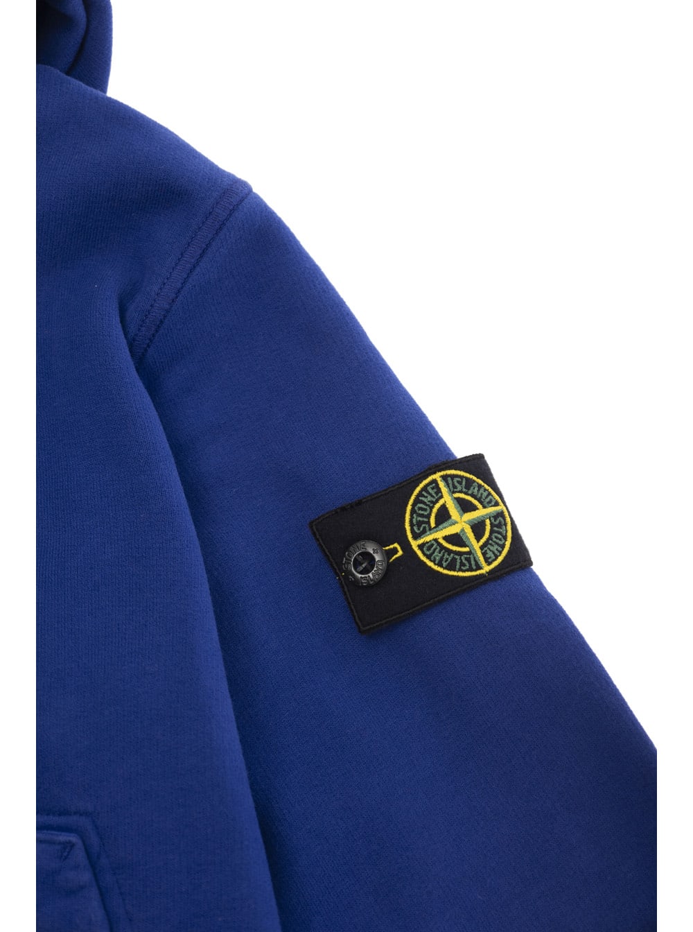 Shop Stone Island Junior Blue Hoodie With Logo Patch In Cotton Man