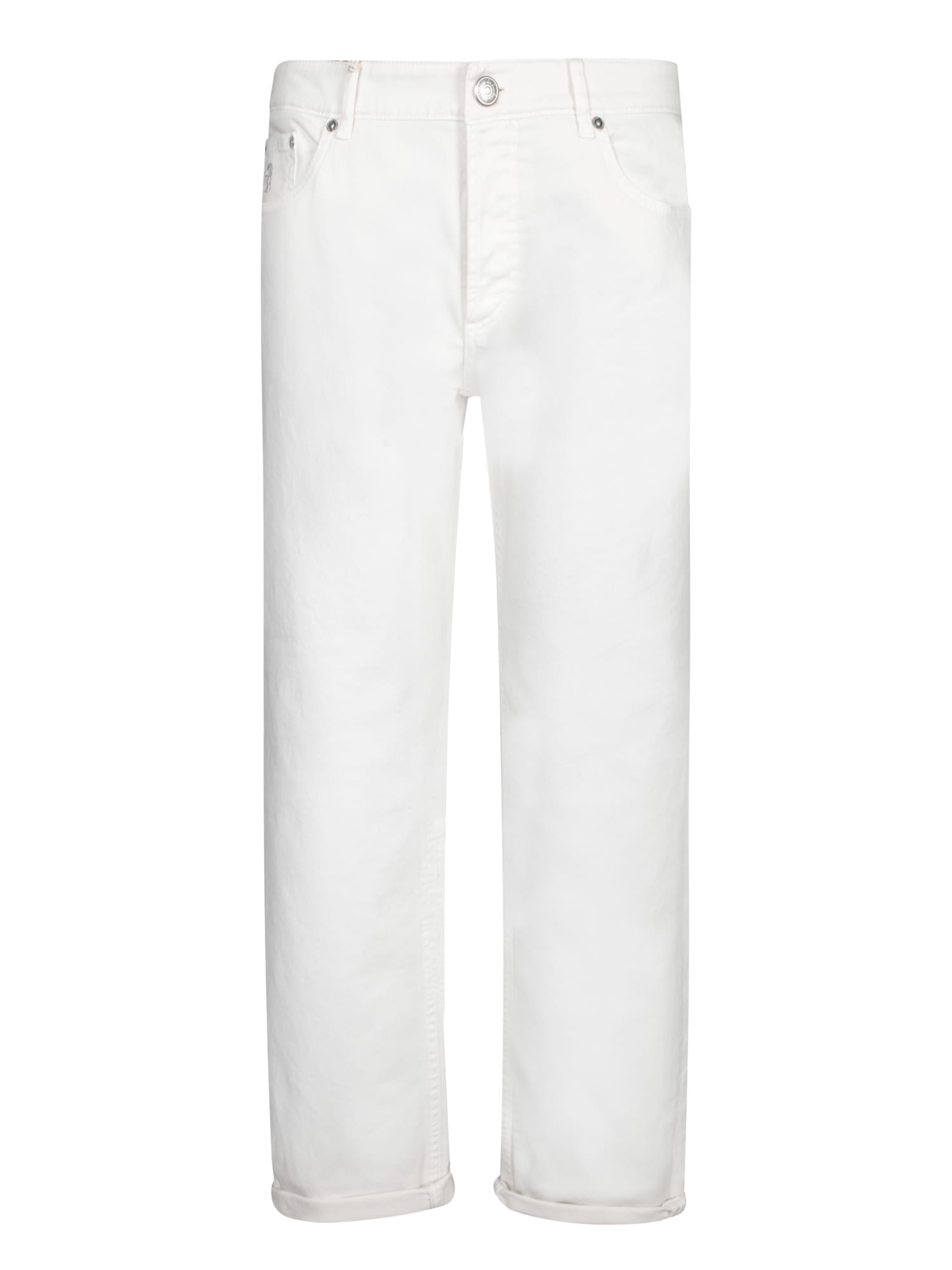Brunello Cucinelli Bull Cream Cotton Trousers In White
