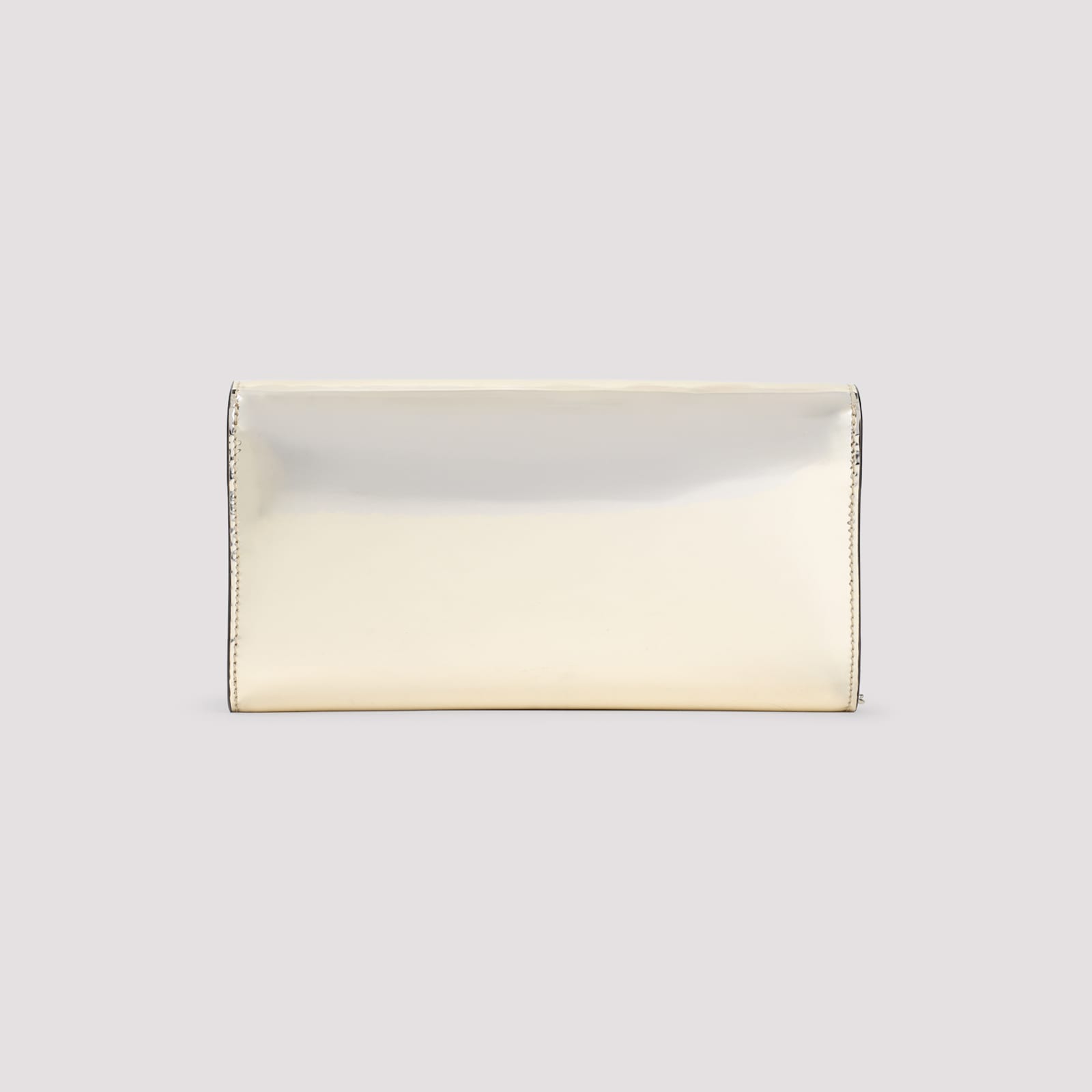 Jimmy Choo Emmie Mirror Leather Clutch Bag In Gold