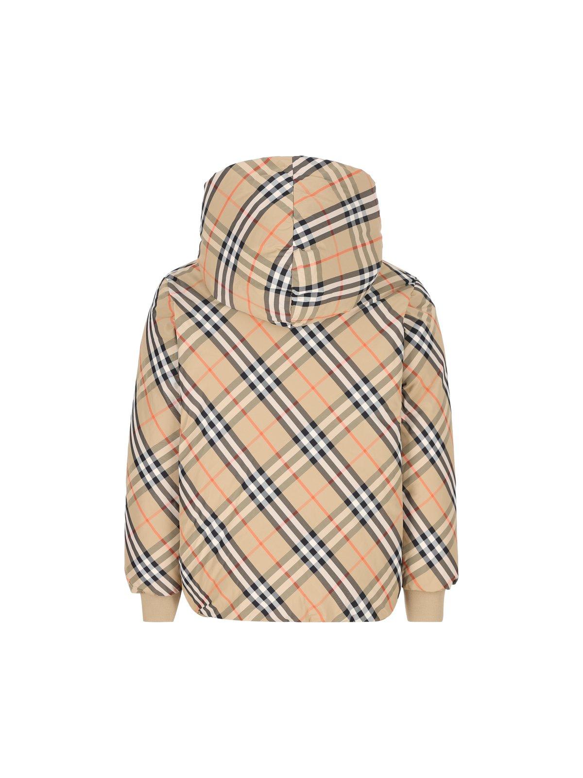 BURBERRY CHECKED HOODED REVERSIBLE JACKET