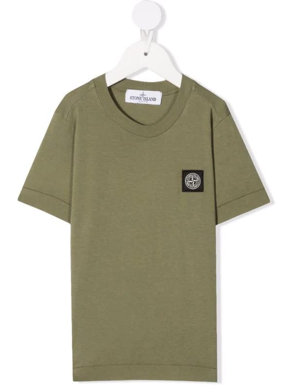 Stone Island Junior Kids Military Green T-shirt With Logo Patch