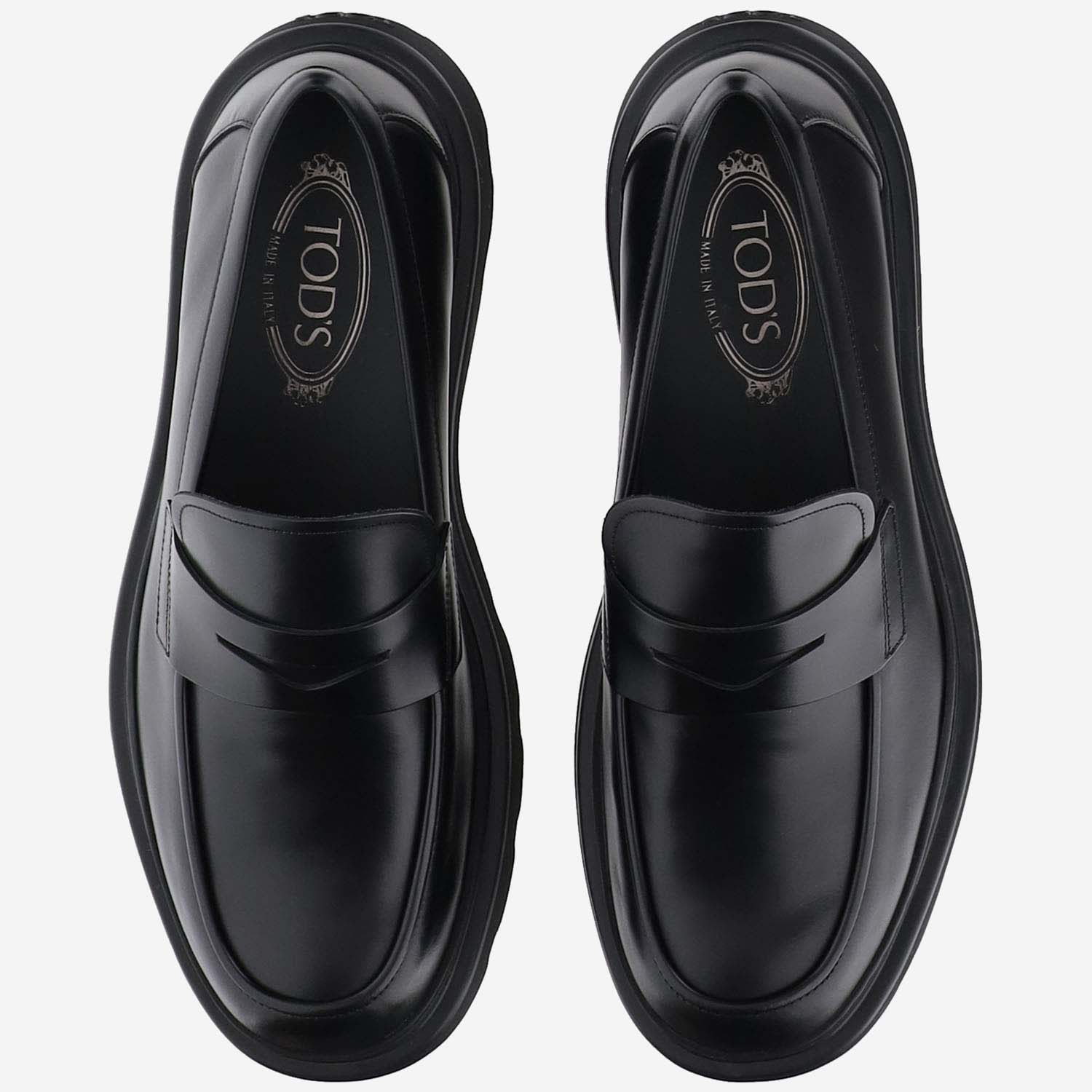 Shop Tod's Leather Moccasins In Black