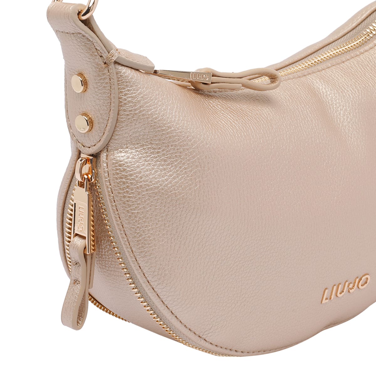 Liu •jo Logo Small Hobo Bag In Gold