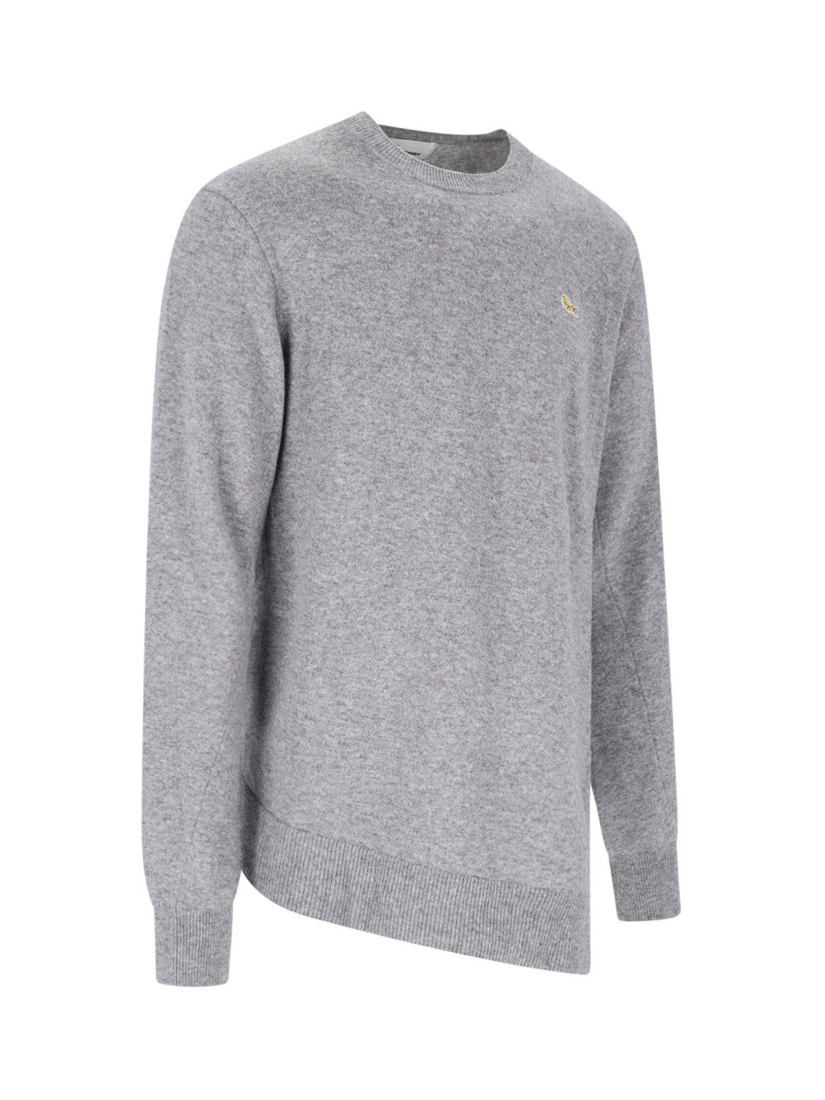 Shop Comme Des Garçons X Lacoste Asymmetric-hem Crewneck Jumper In Grey