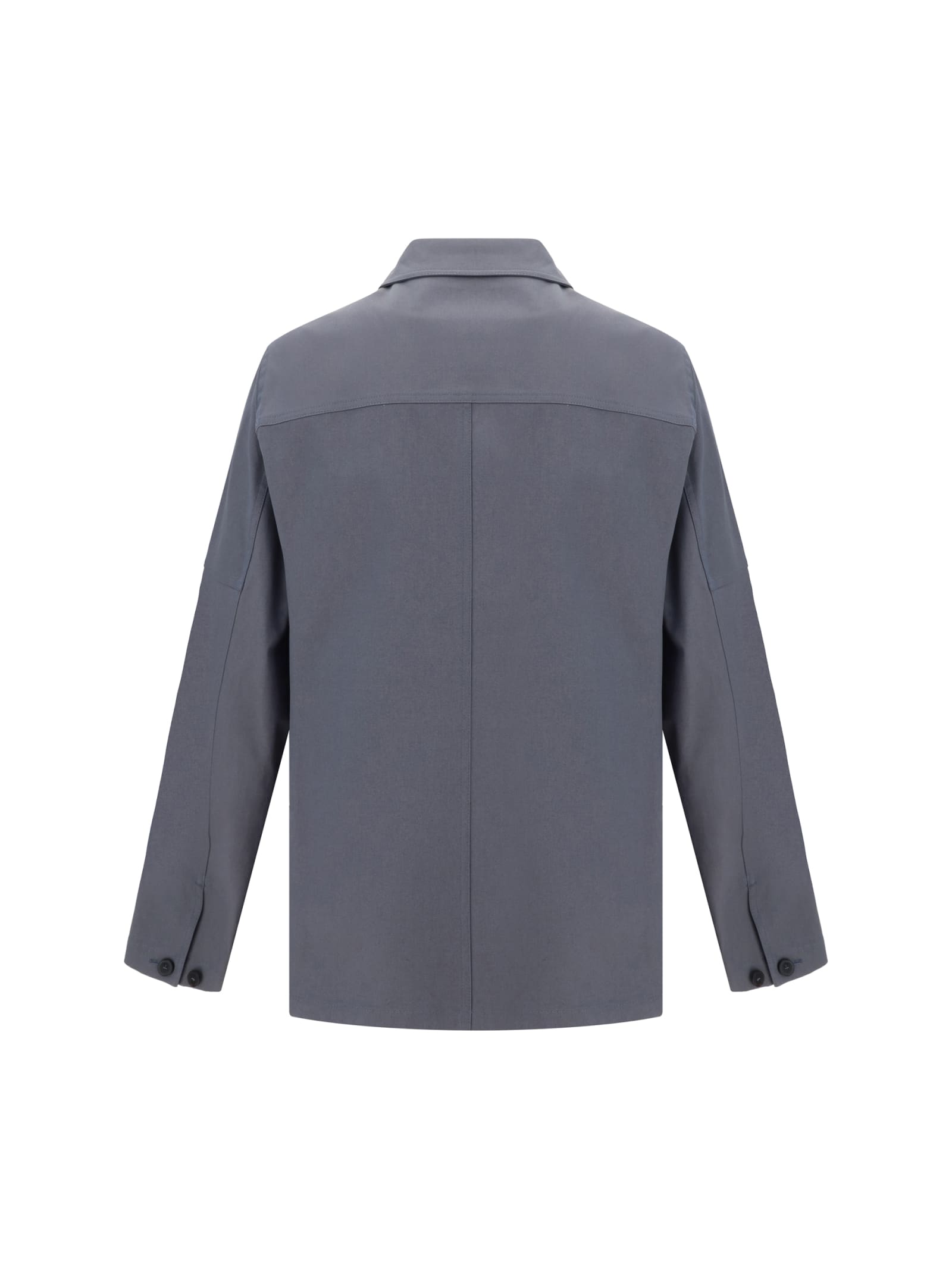 Shop Valentino Caban Jacket In Grigio Chiaro