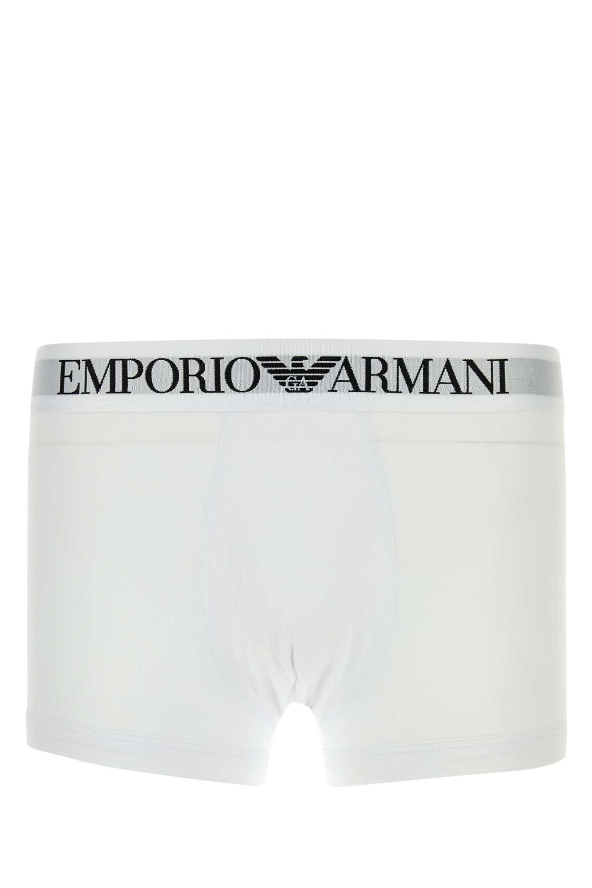 Emporio Armani Stretch Cotton Boxer Elastic Waistband In White