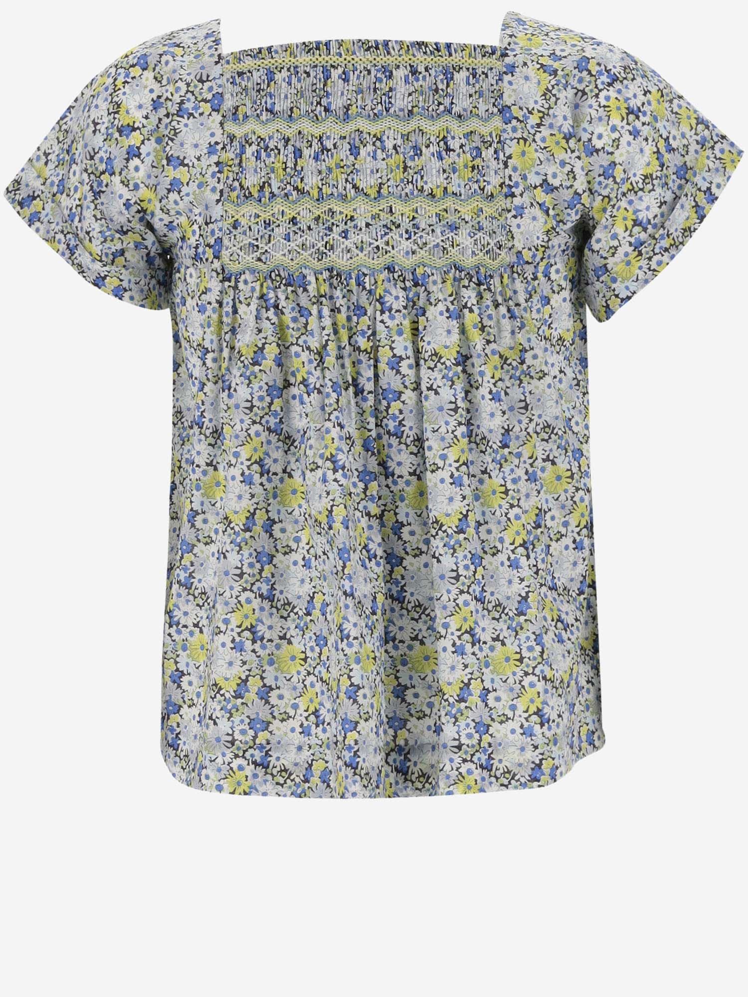 Bonpoint Kids' Cotton Blouse With Floral Pattern In Multi