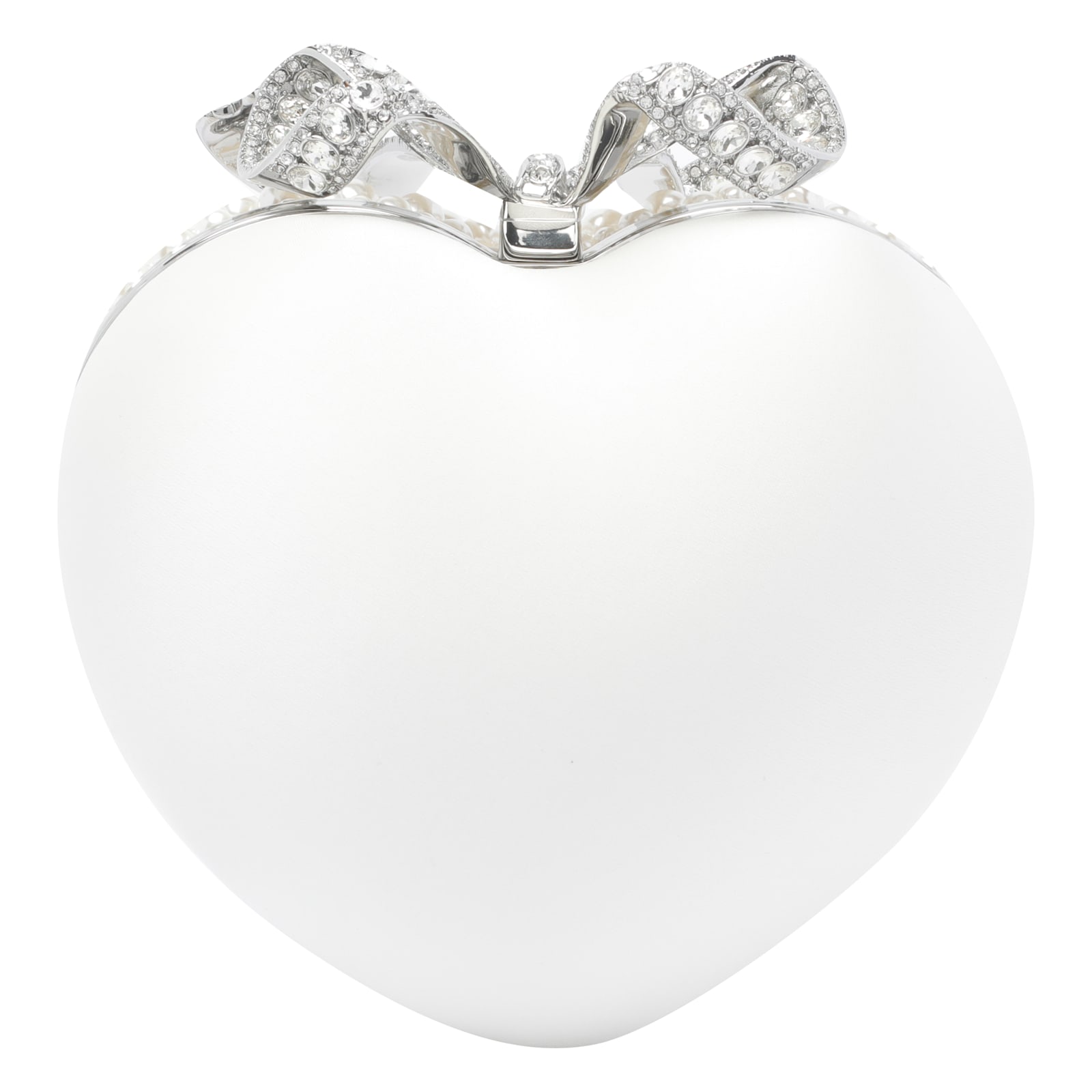 Self-portrait Womens Cream Heart Leather And Faux-pearl Clutch Bag In White
