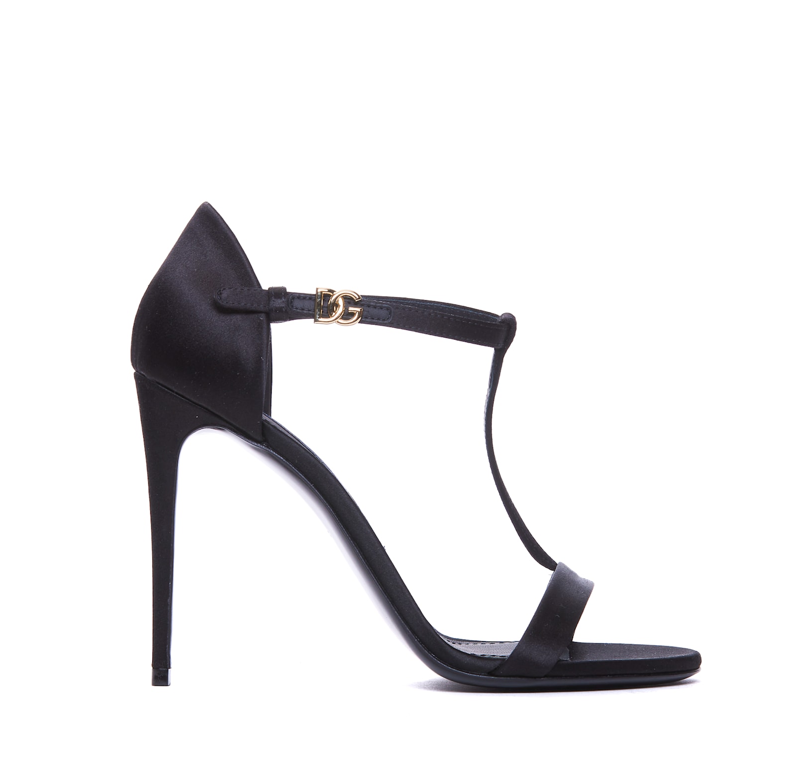 Shop Dolce & Gabbana T-bar Satin Sandals In Black