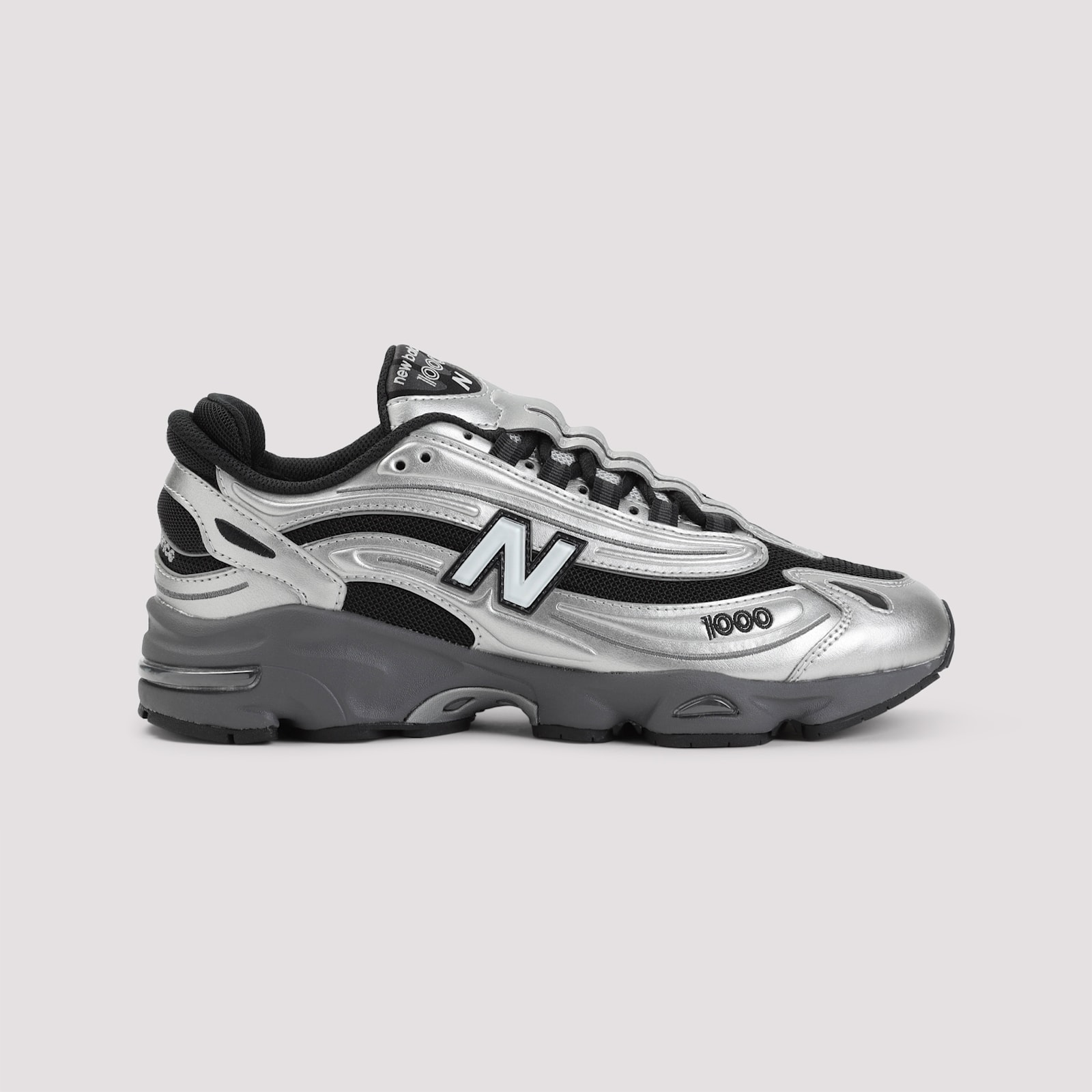 New Balance Mens Silver Metallic Green 1000 Metallic Mixed-material Trainers In Silver Metallic