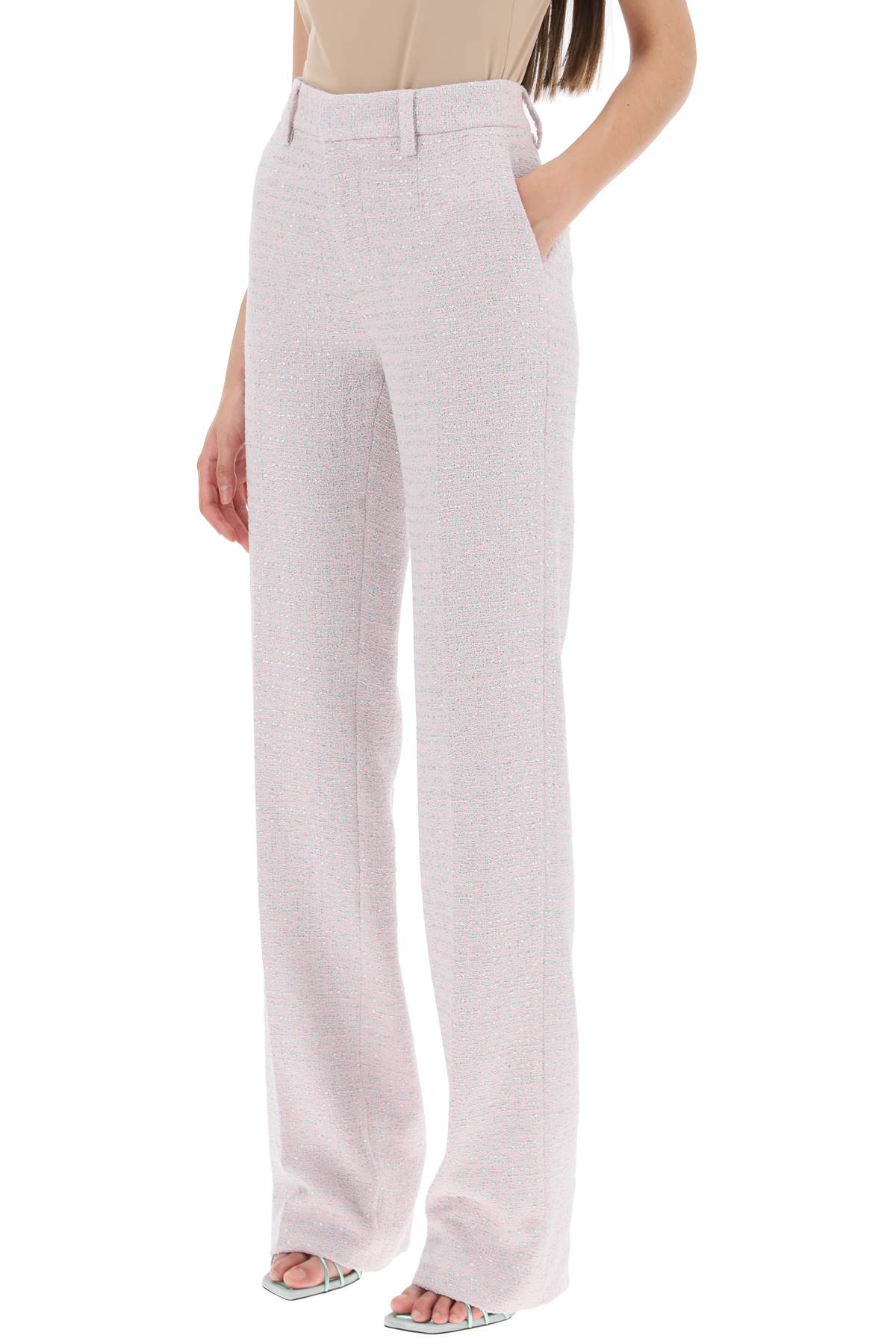 Shop Alessandra Rich Pants In Tweed Boucle In Light Blue Pink (pink)