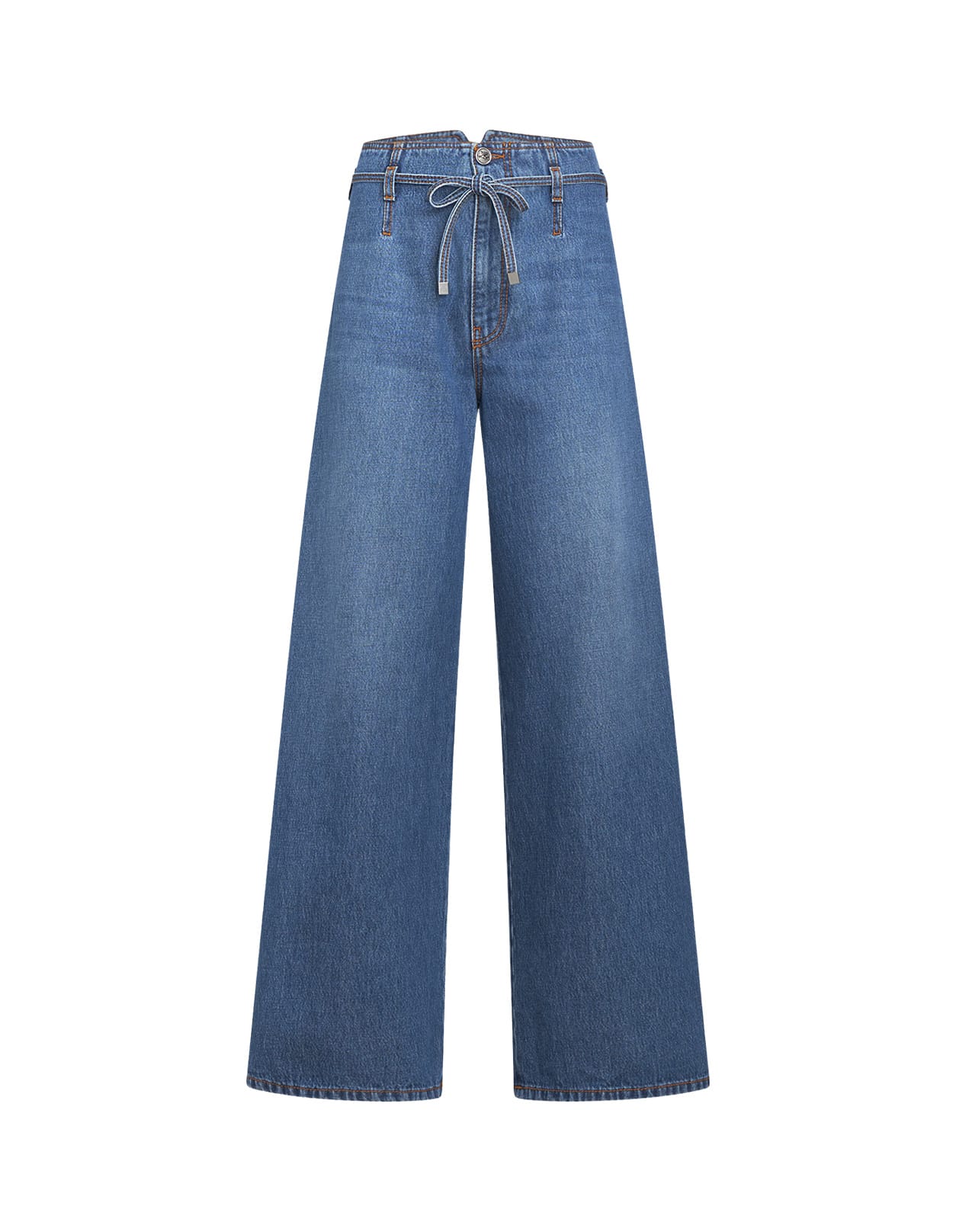 Etro Blue Culotte Jeans With Belt