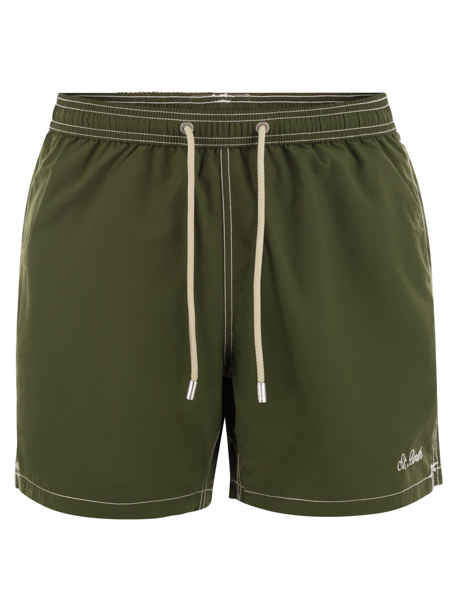Shop Mc2 Saint Barth Patmos - Beach Shorts In Military Green