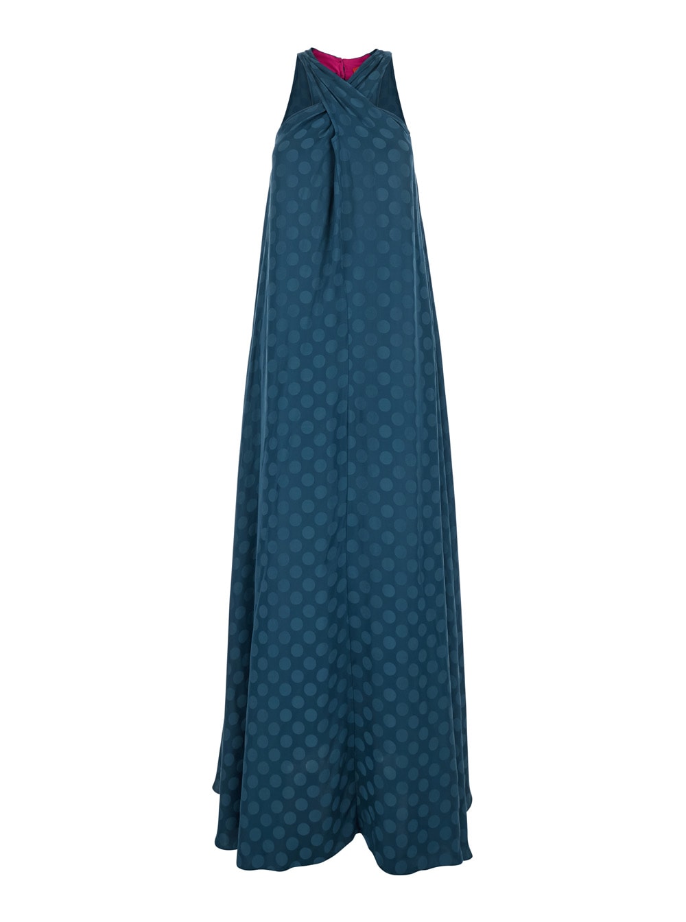 Merci Blue Dress With Neckline On The Front And Polka Dot Motif In Fabric Woman In Blue
