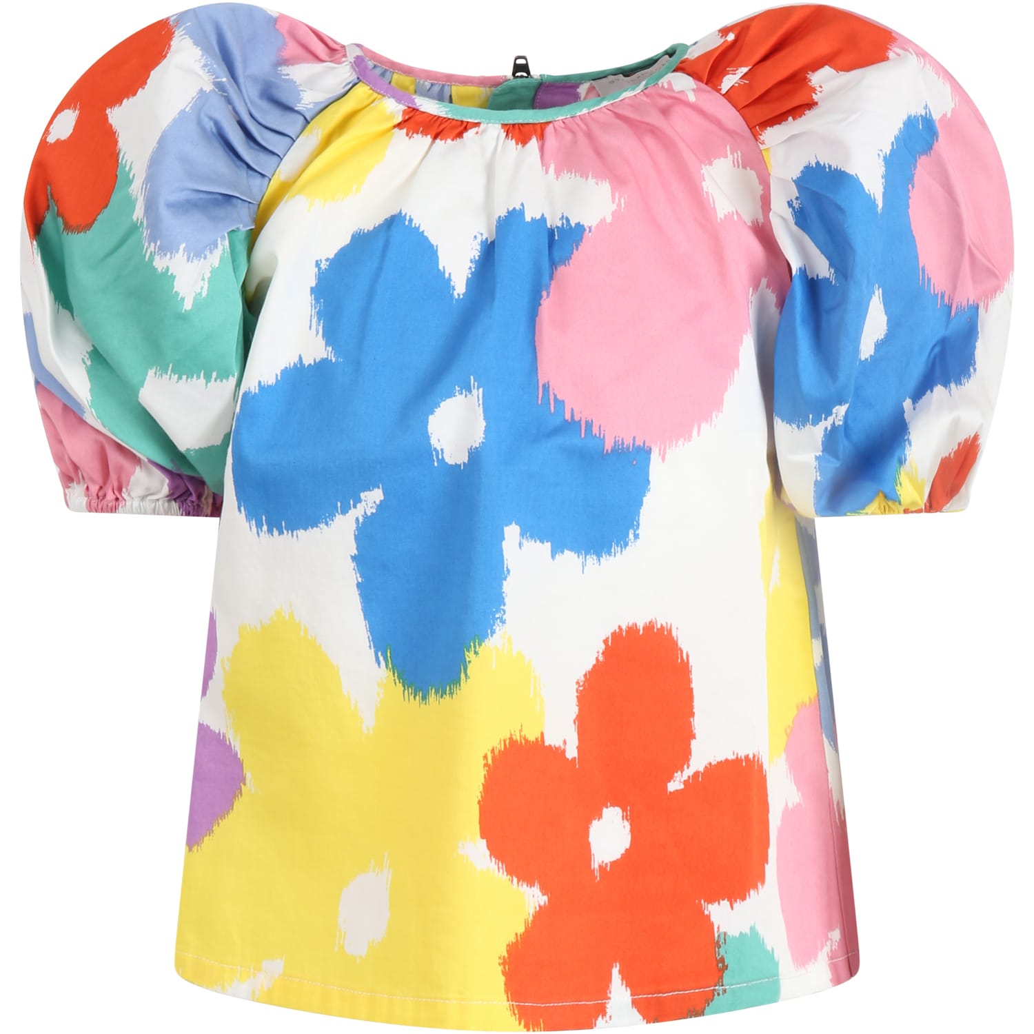Stella McCartney Kids White Blouse For Girl With Flowers