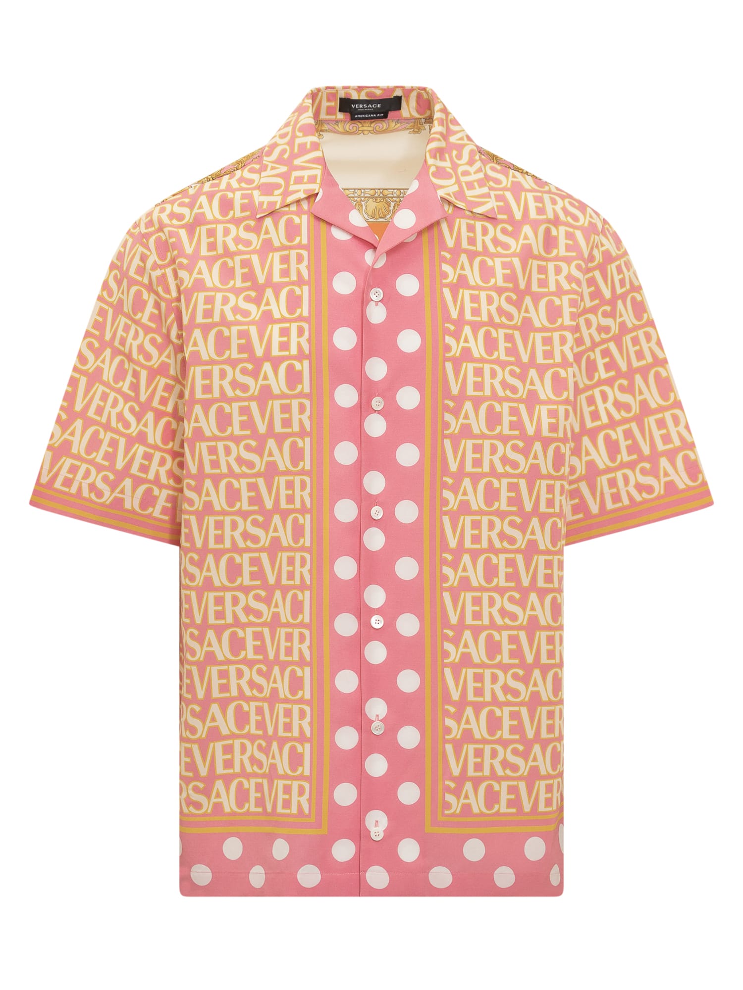 Shop Versace Polka Dot Shirt In Rosa-avorio