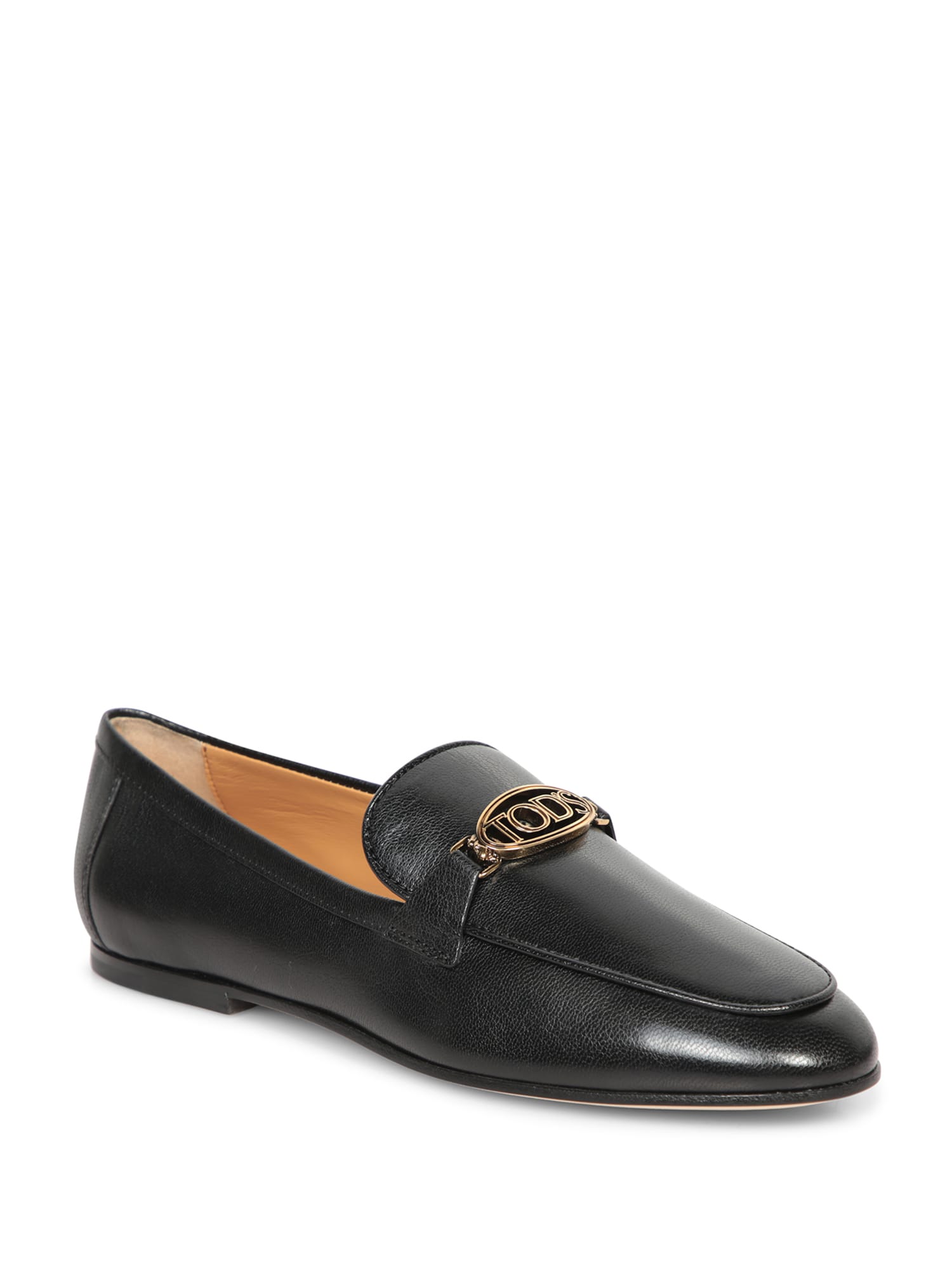 Shop Tod's Oval Logo Black Loafers