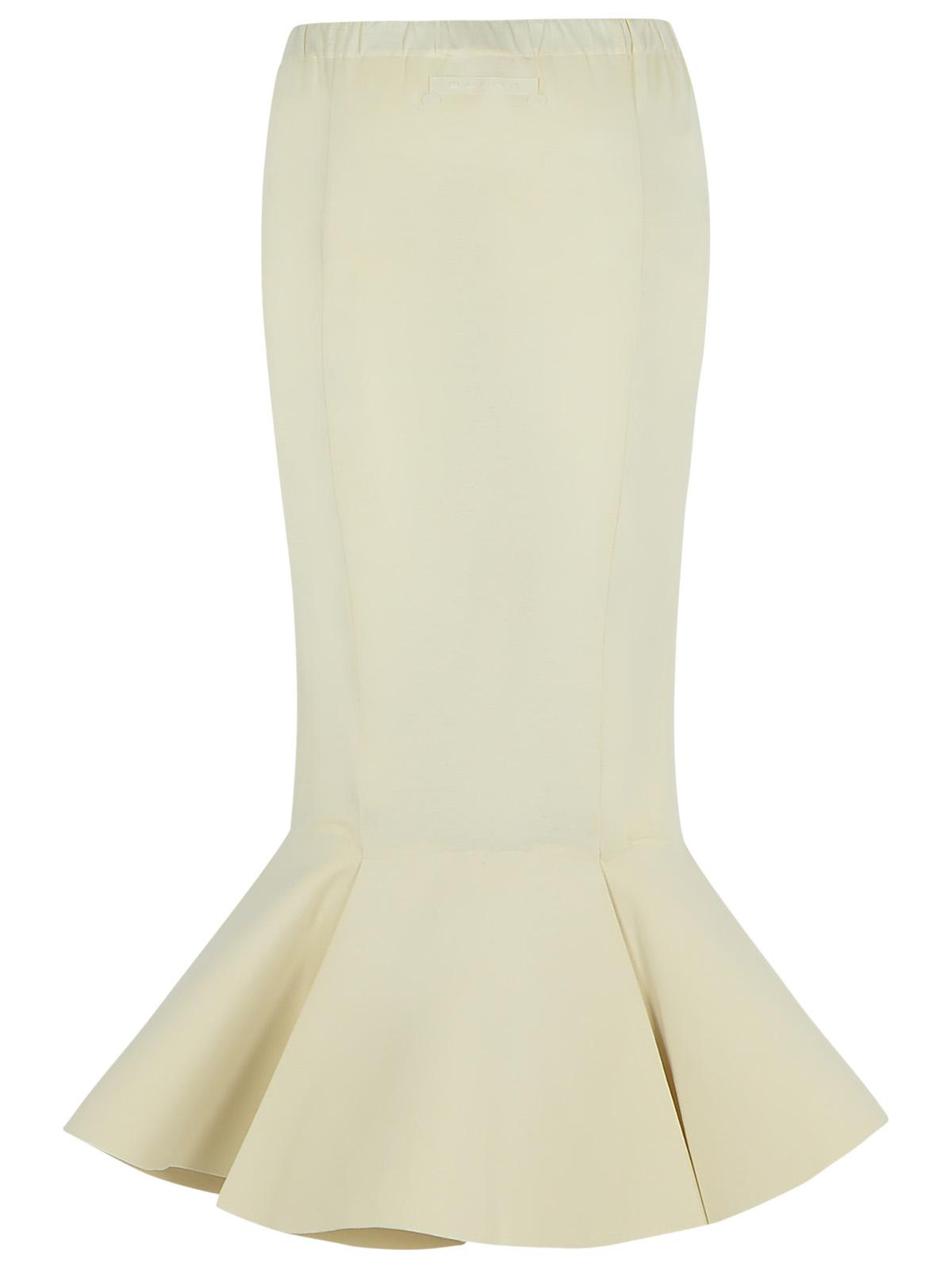 Marni Cotton Skirt With Elastic Waistband And Flared Hem In Neutral