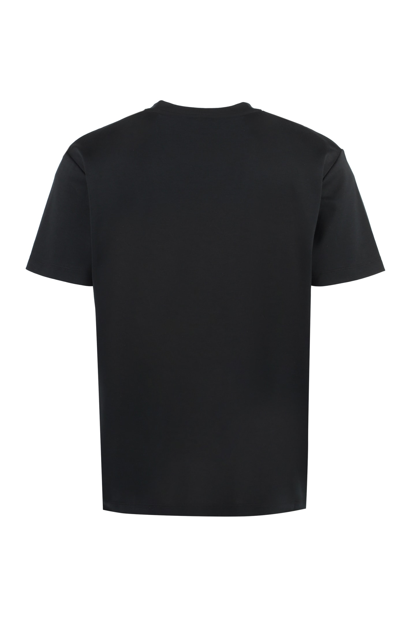 Shop Giorgio Armani Logo Embroidery Cotton T-shirt In Nero