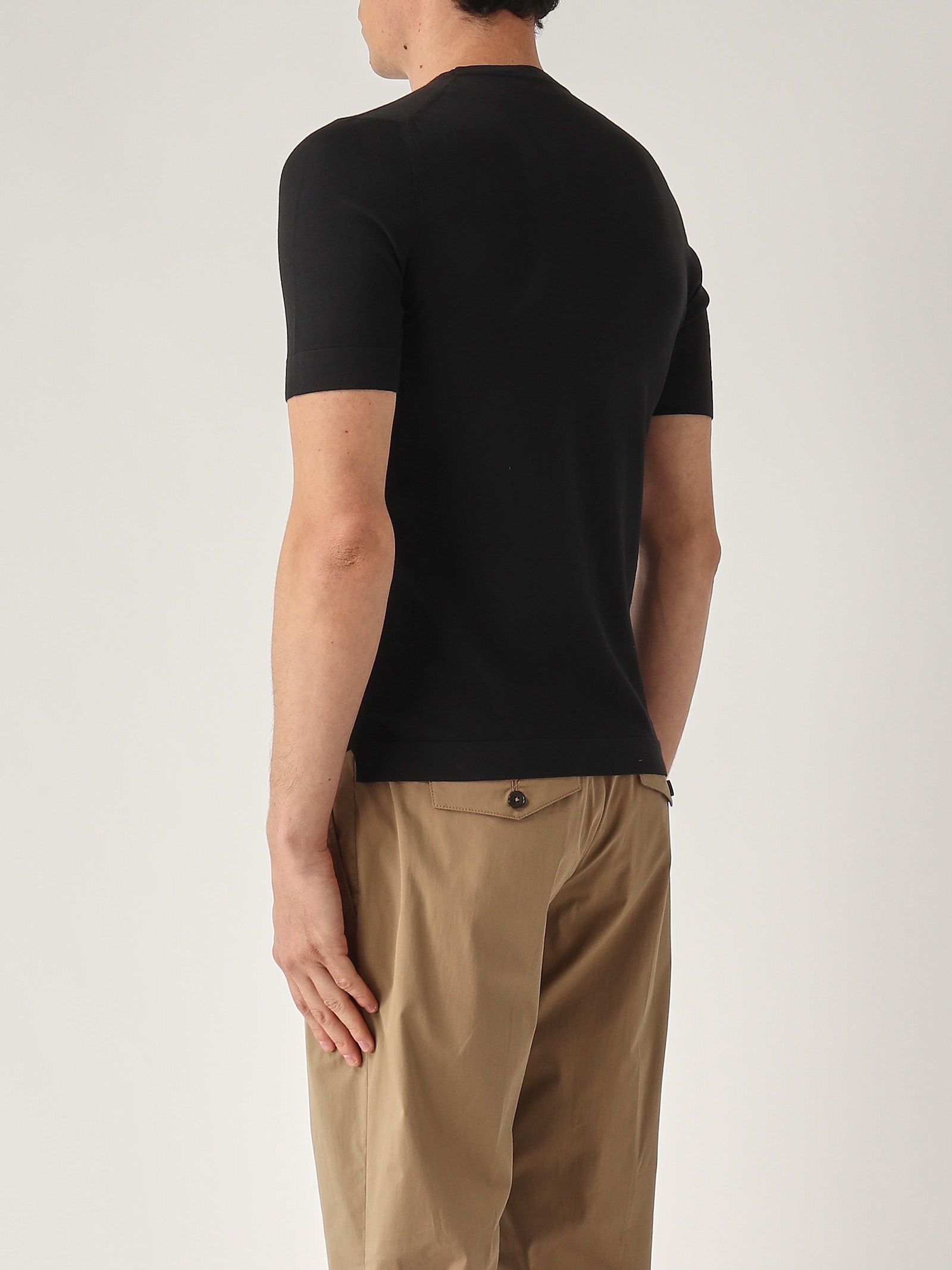 Gran Sasso T-shirt M/c Retta In Filo Cotone Organico T-shirt In Black
