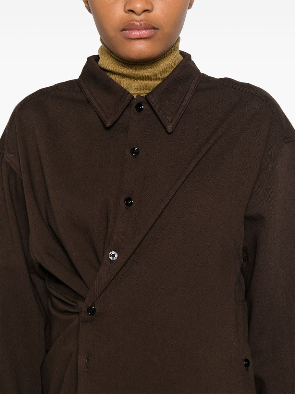 Shop Lemaire Twisted Denim Shirt In Espresso