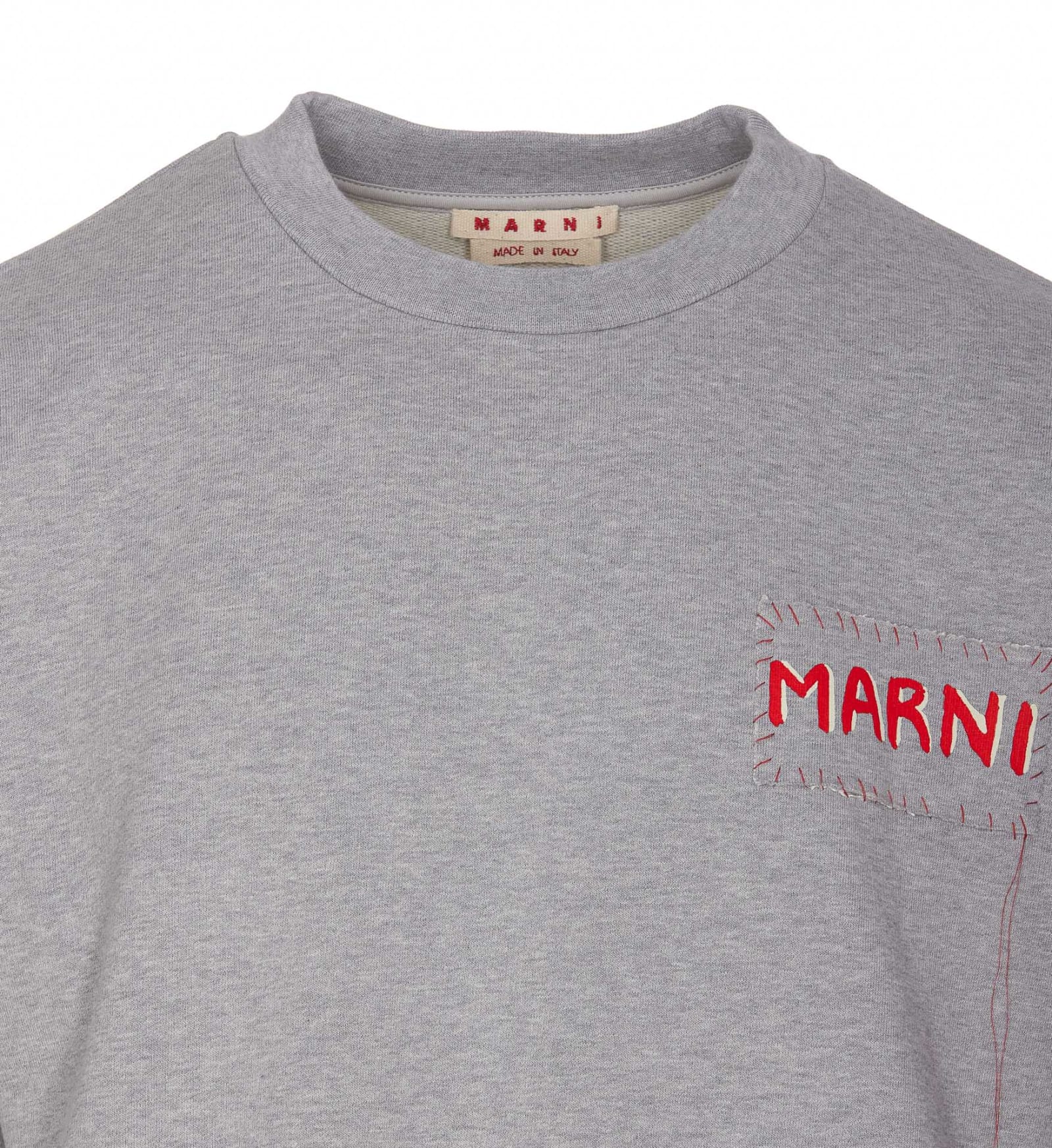 Shop Marni Logo Crewneck Sweatshirt In Grey