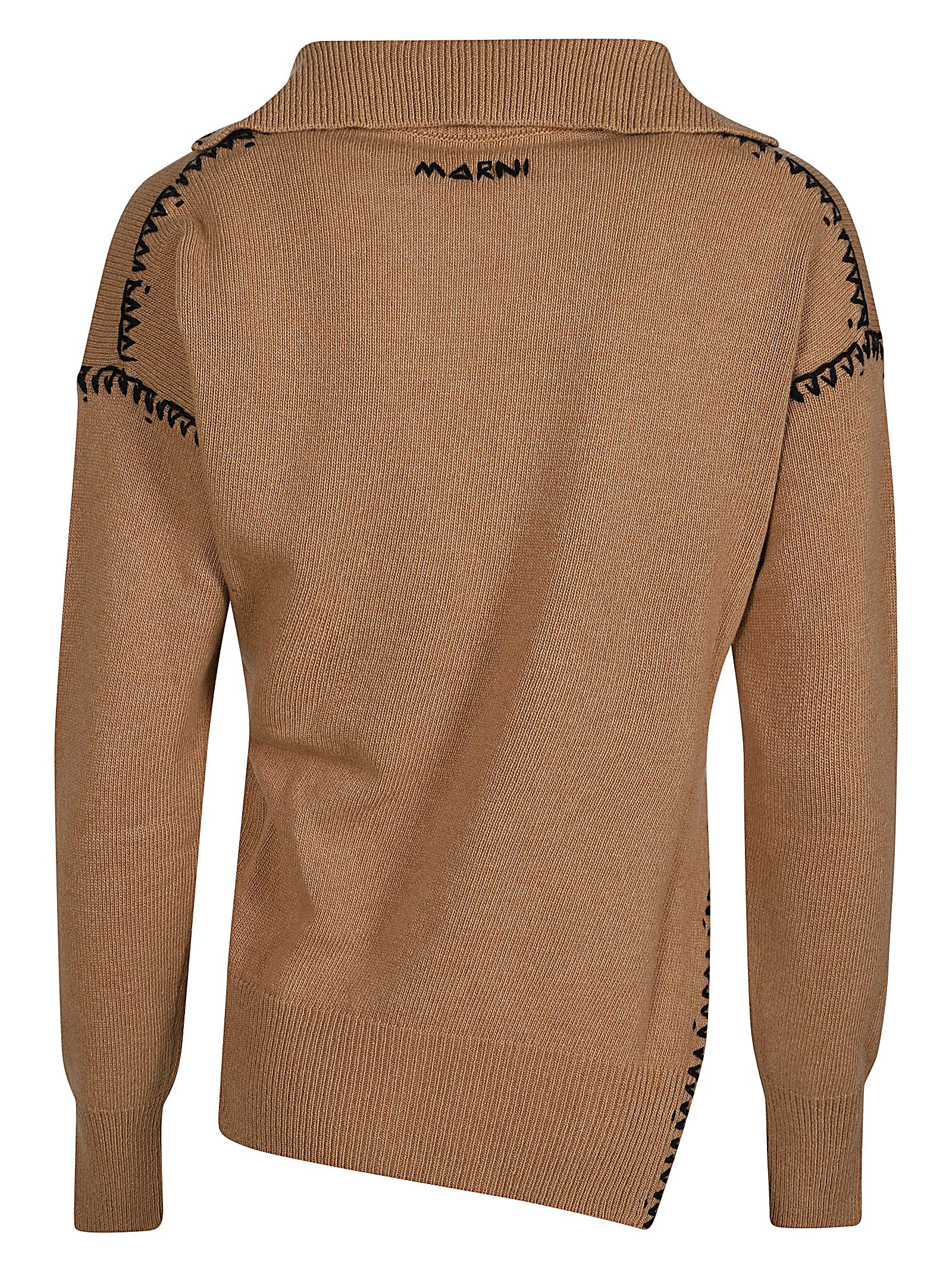 Shop Marni V Neck Sweater In Earth Of Siena