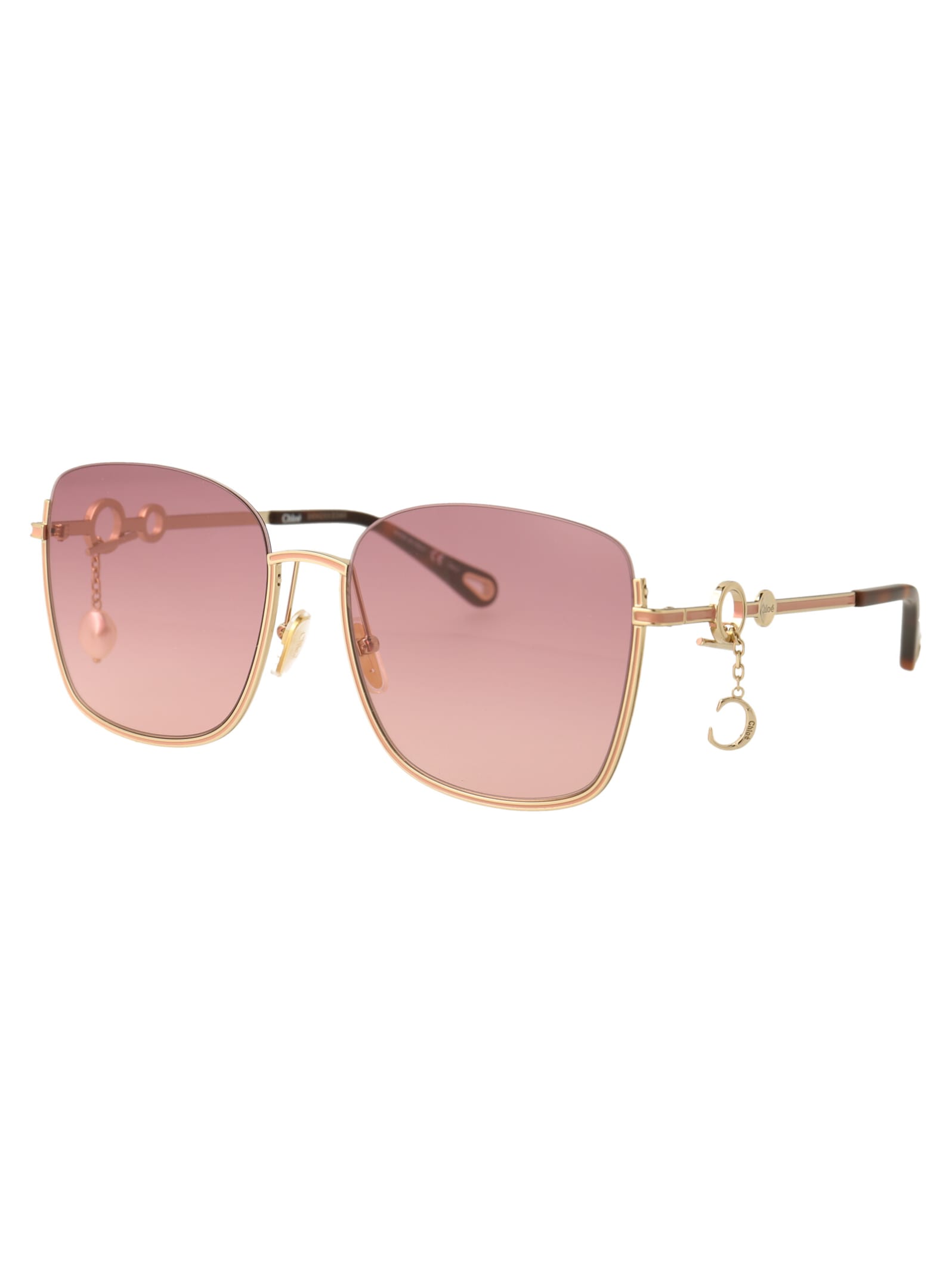 Shop Chloé Ch0070sk Sunglasses In 004 Gold Gold Pink