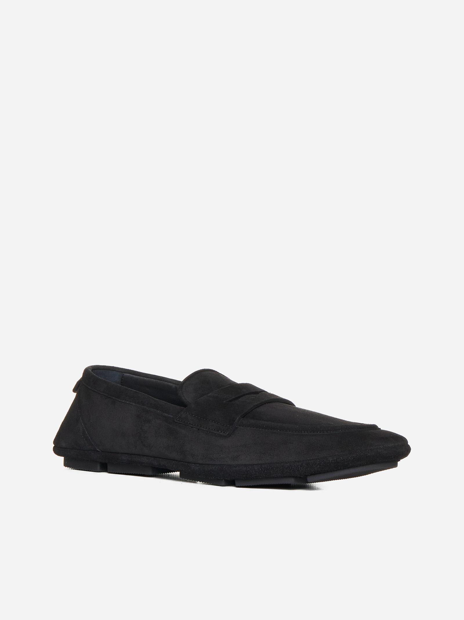 Shop Dolce & Gabbana Suede Driver Loafers In Black