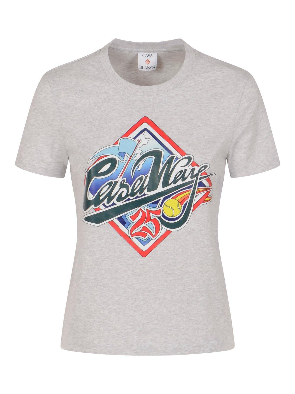 Casablanca Womens Casa Way World Series Printed Cotton-jersey T-shirt Grey