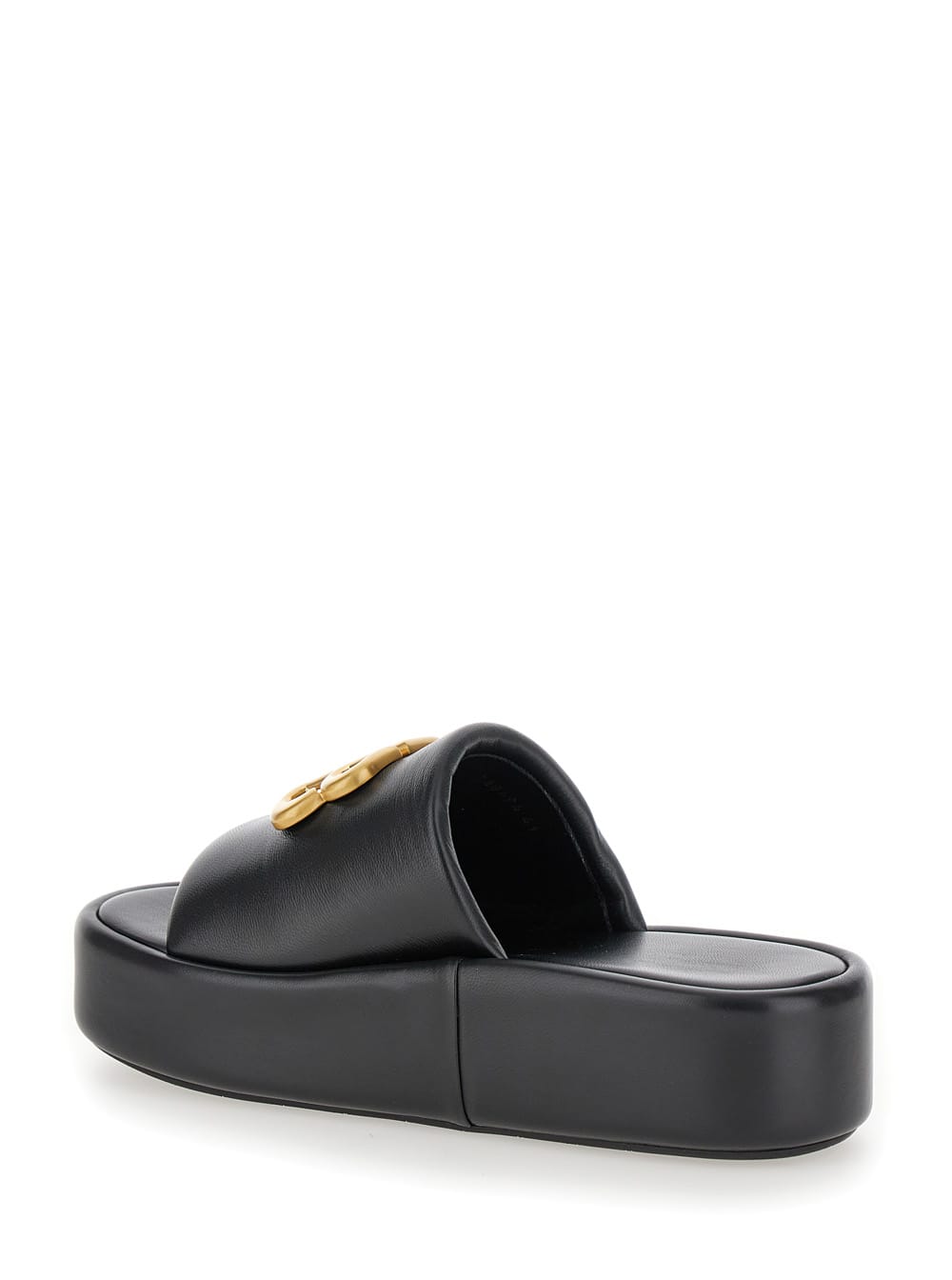 Shop Balenciaga Rise Black Slide In Leather Woman