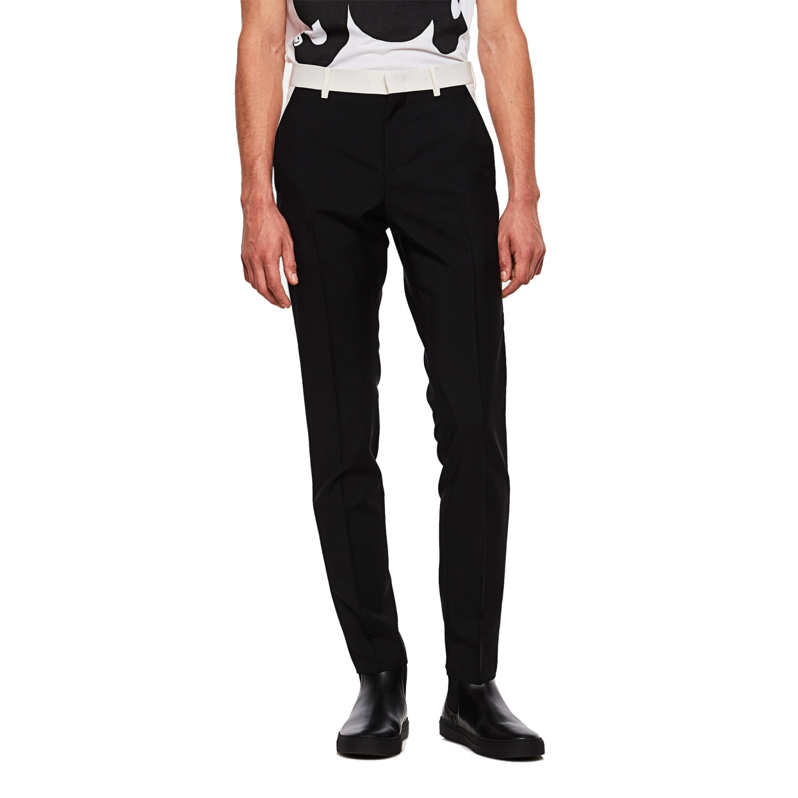 Shop Valentino Contrast Panel Trousers In Black