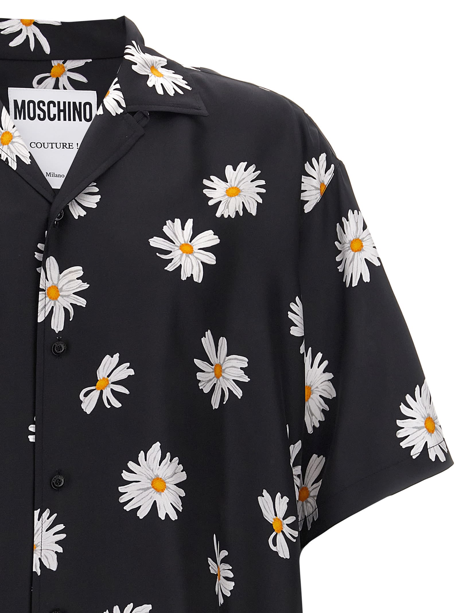 Moschino Twill Shirt Allover Daisy In Black