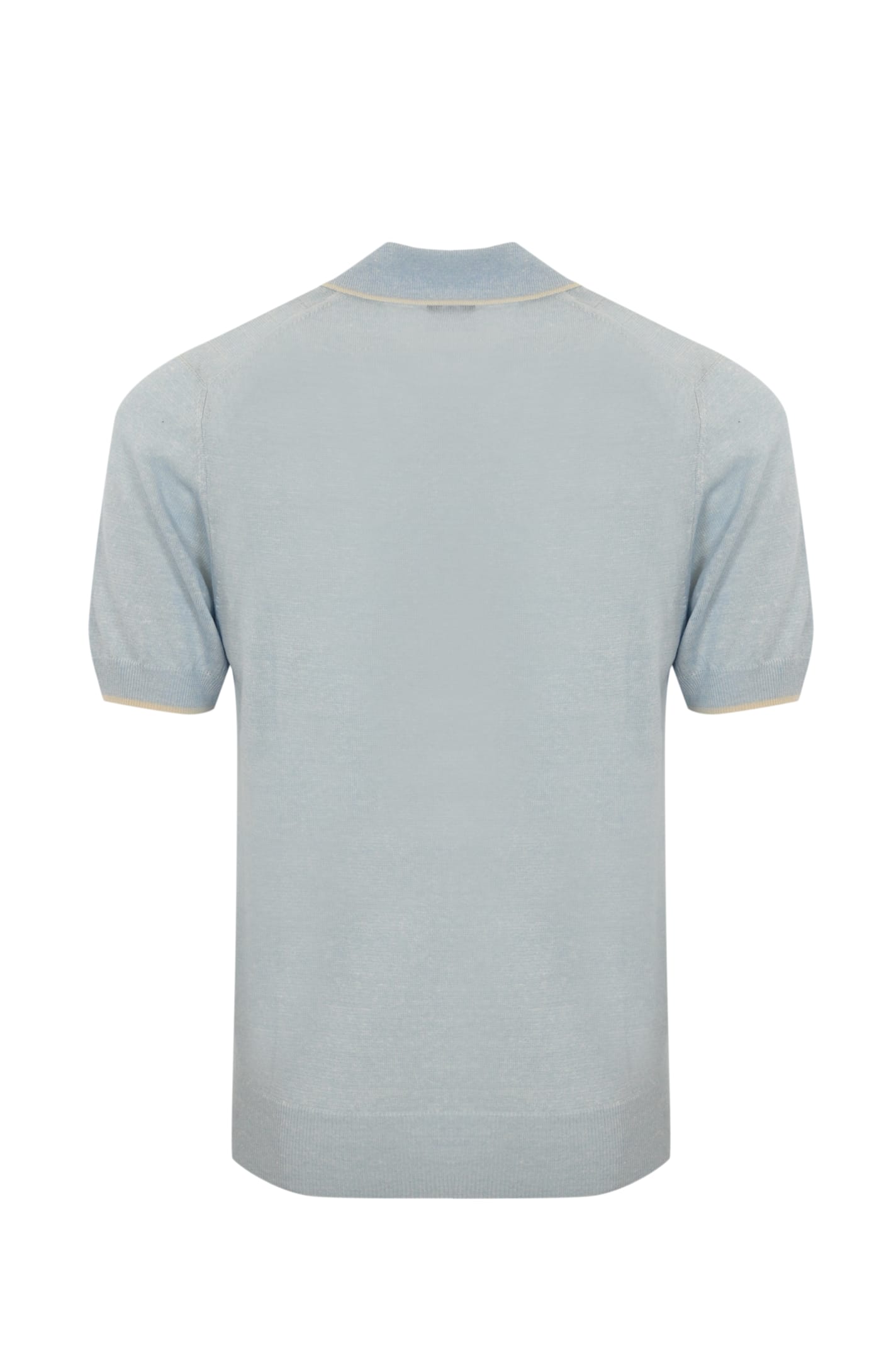 Fedeli Linen And Cotton Knitted Polo Shirt Light Blue In Azzurro