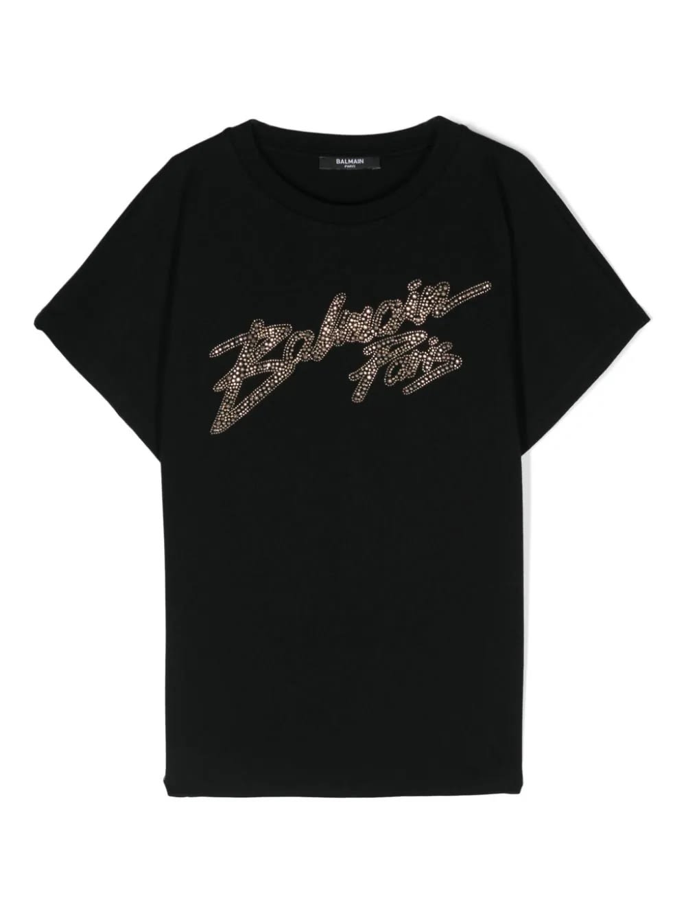 Shop Balmain T-shirt Con Cristalli In Black