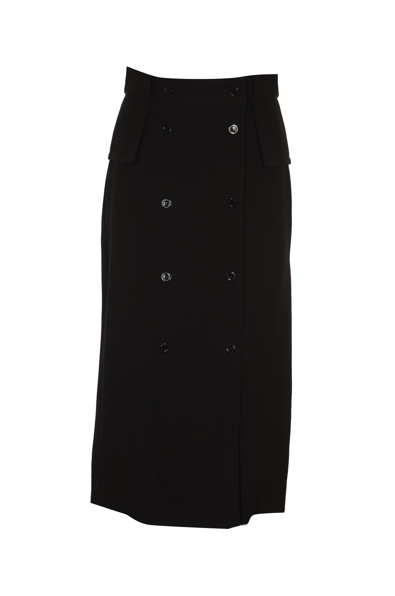 Shop Alberta Ferretti Buttoned Long Skirt In Black