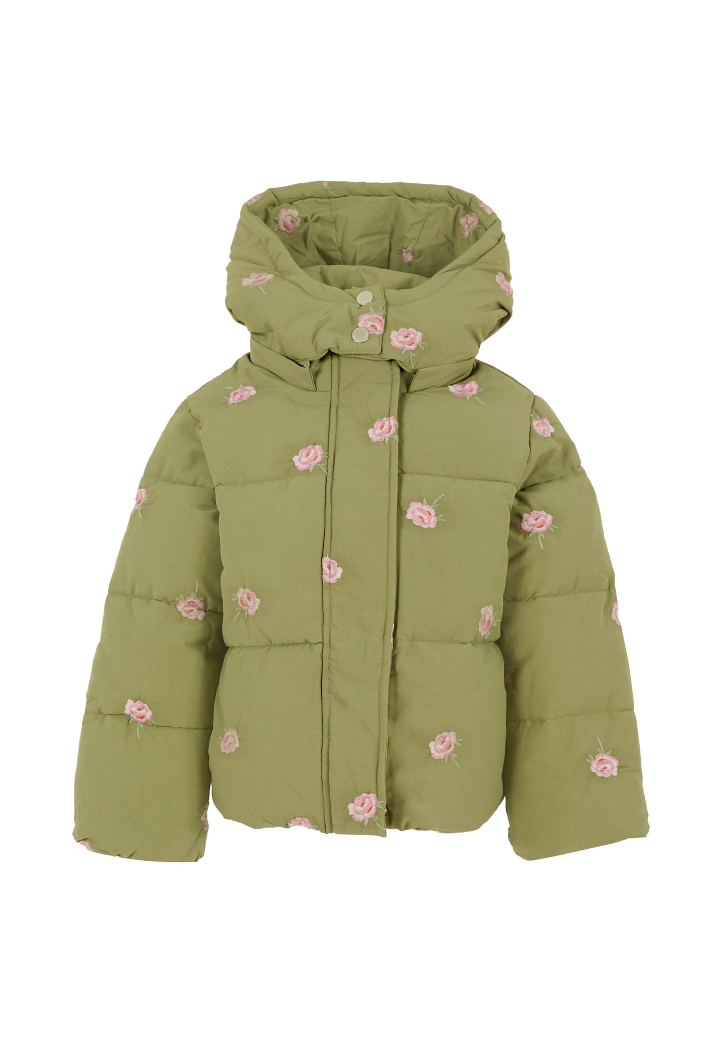 Stella Mccartney Rose-print Padded Jacket In Green