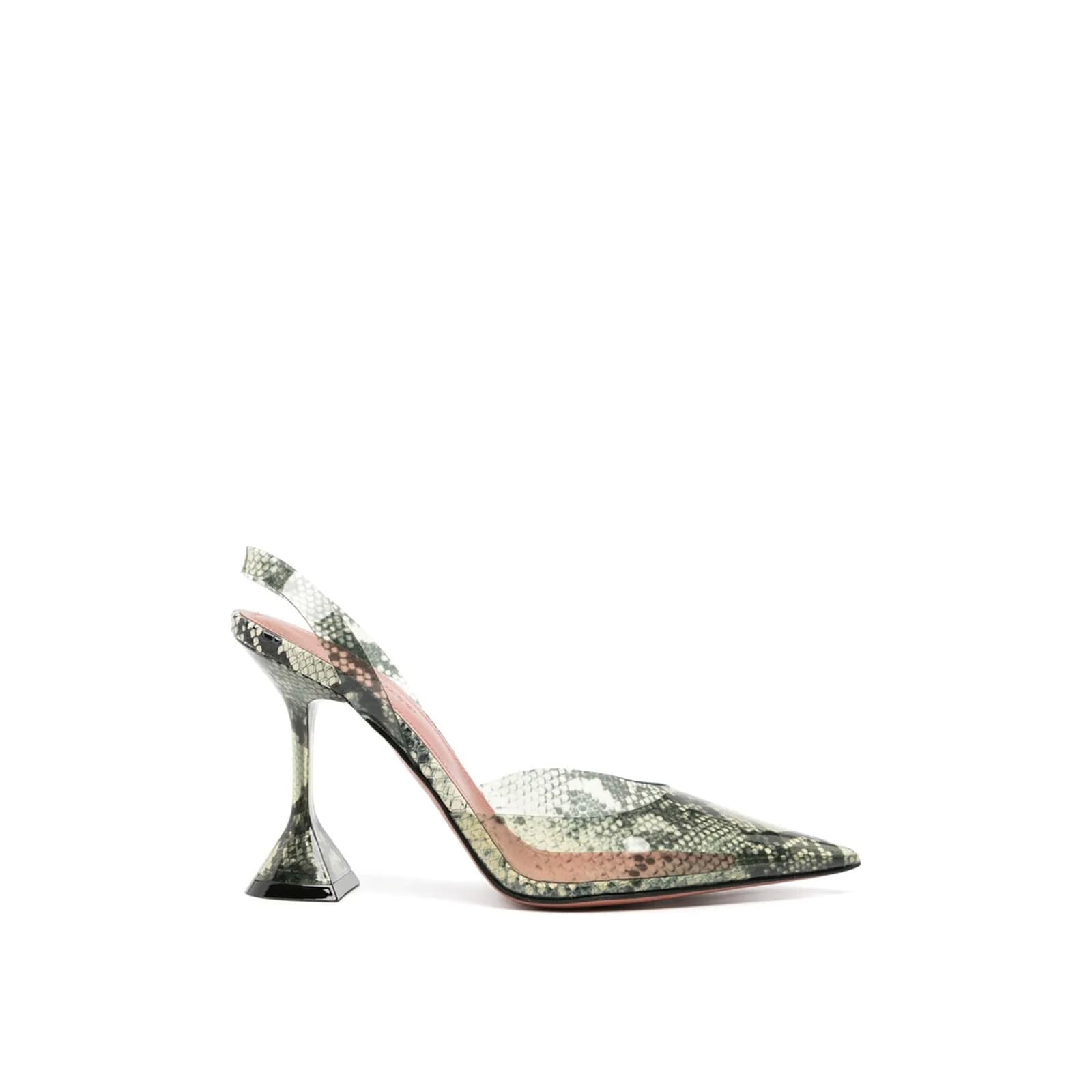 Amina Muaddi Holli Glass 95mm Snakeskin-effect Pumps Women In Green