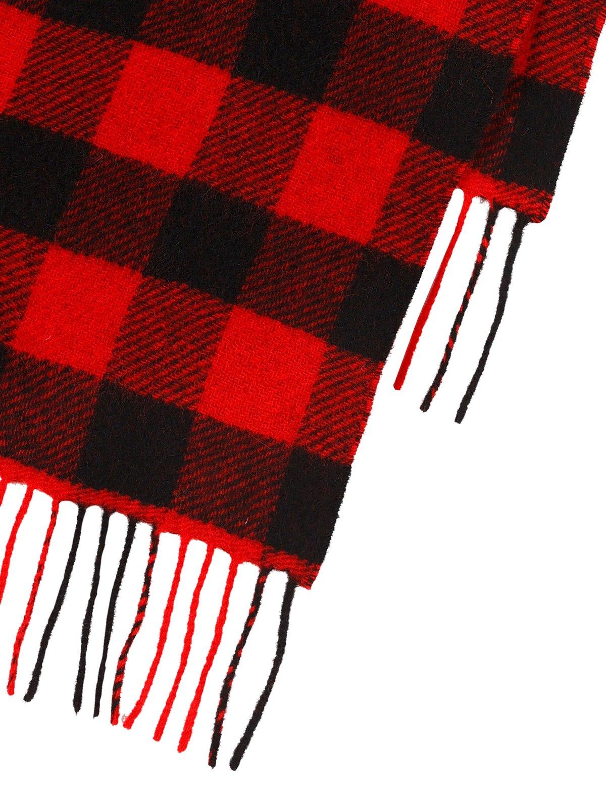 Shop Woolrich Checked Fringed Scarf In Nero/rosso