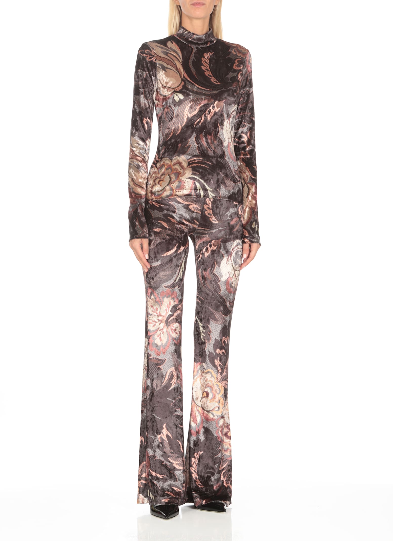 Etro Chenille Sweater With Print In Multicolour