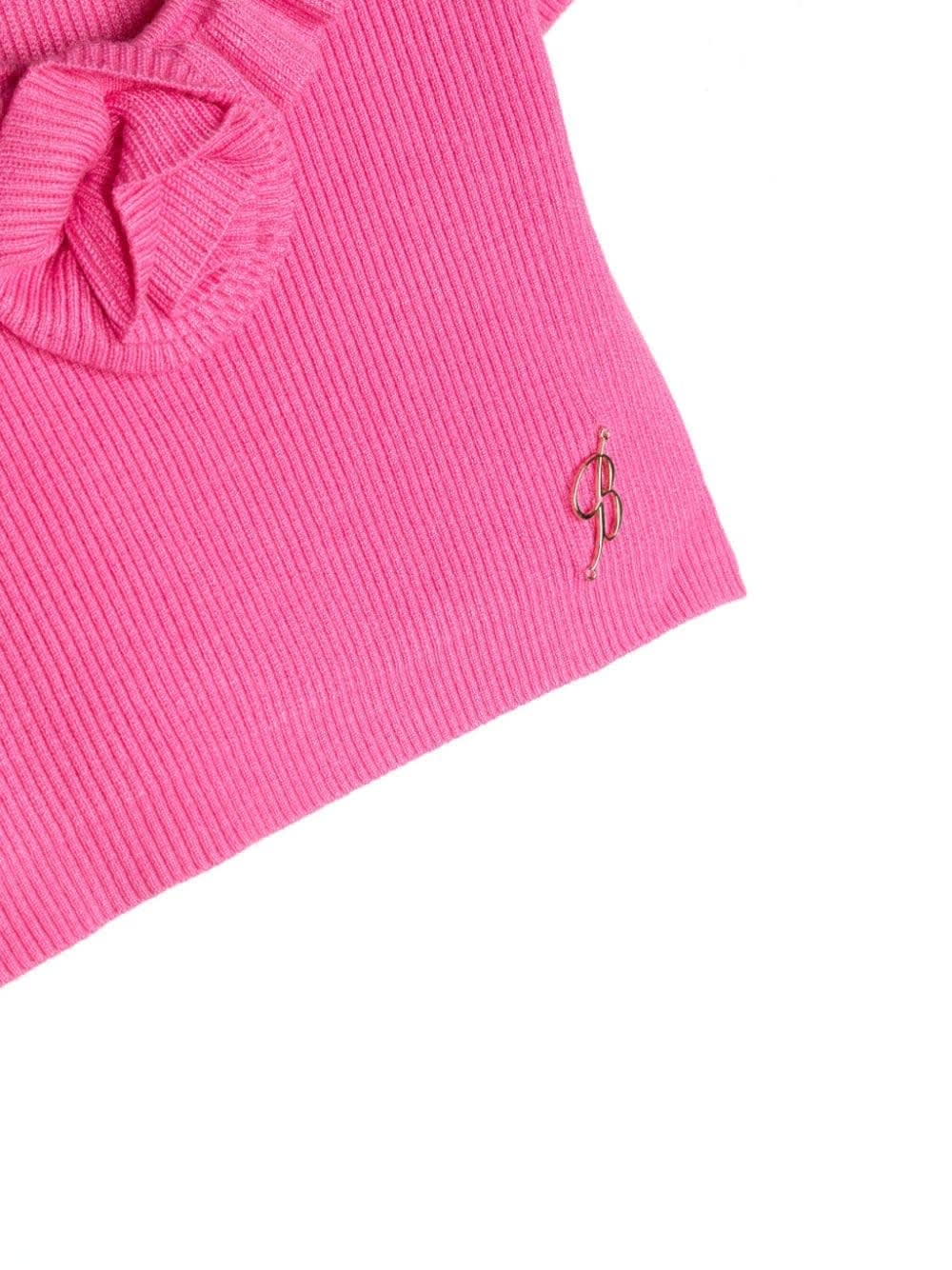 Shop Miss Blumarine Fuchsia Ribbed T-shirt With Ruffles In Pink
