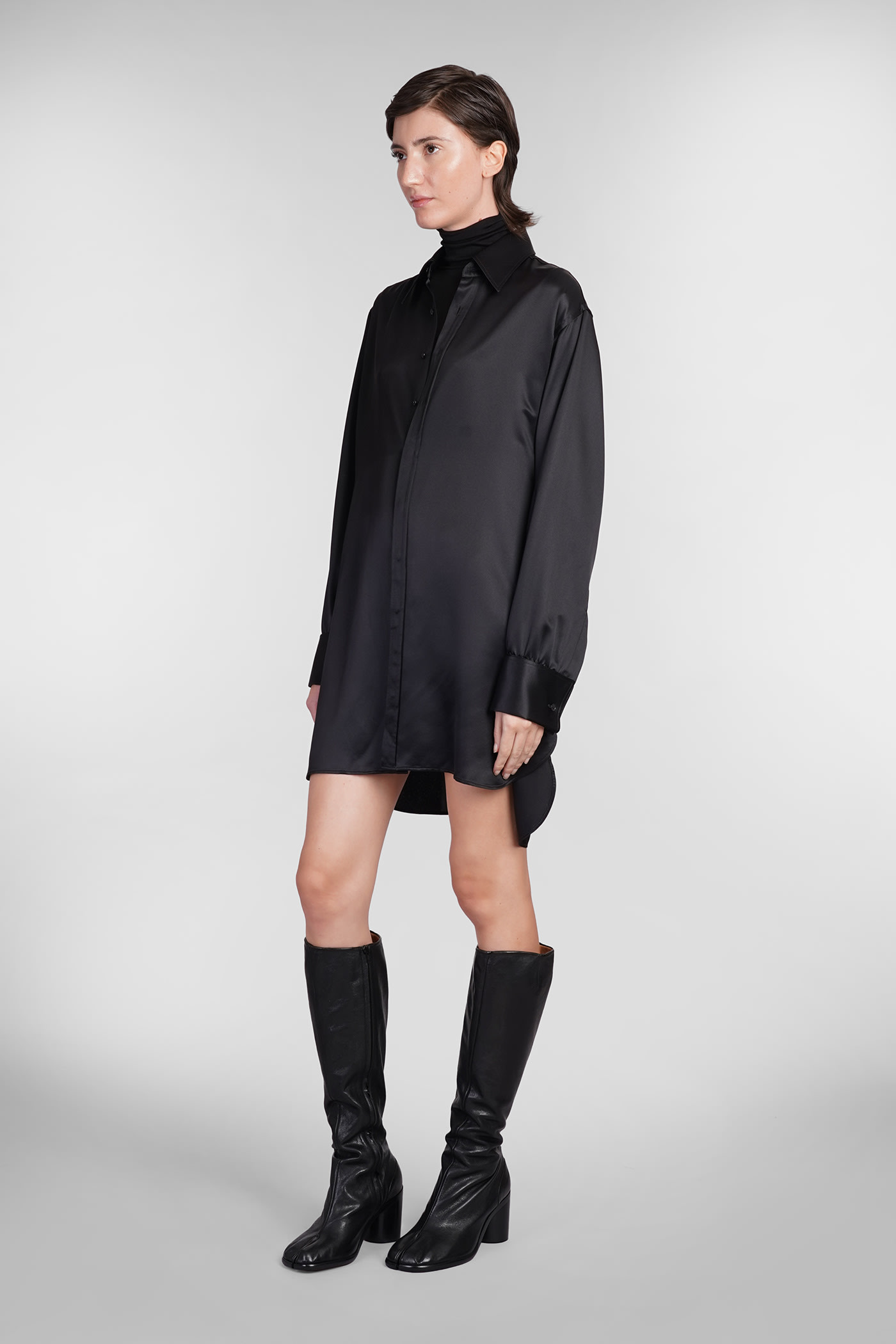 Shop Maison Margiela Dress In Black Silk