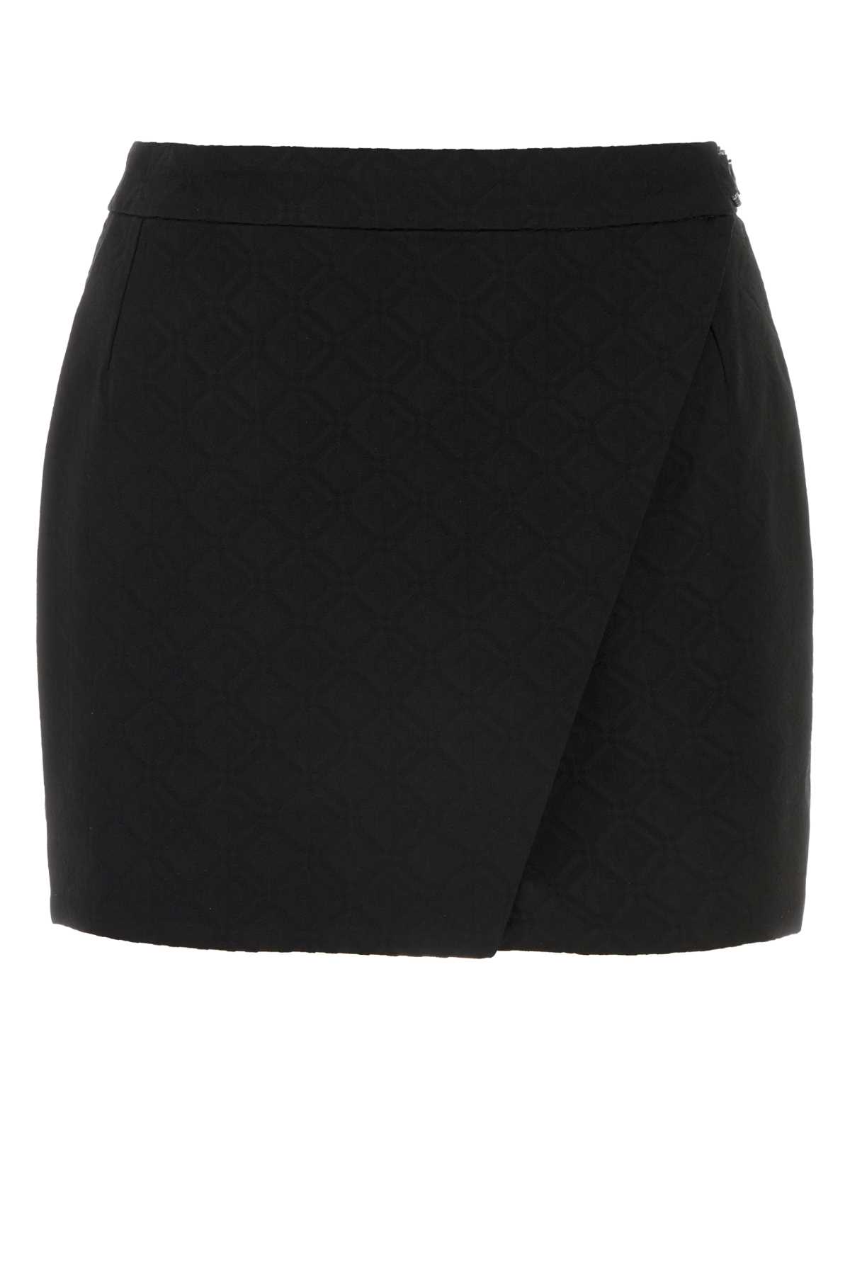 Black Stretch Viscose Blend Mini Skirt