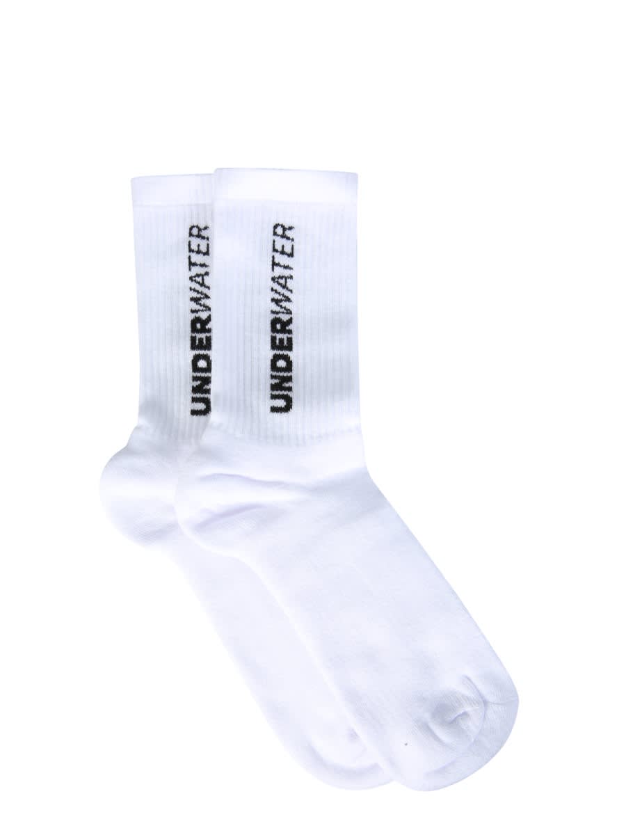 Shop Msgm Logo Socks In White