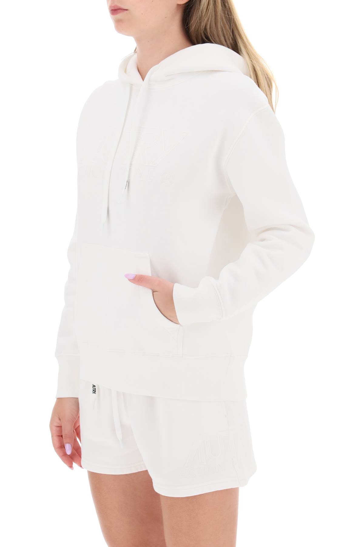 Shop Autry Hoodie With Logo Embroidery In Bianco