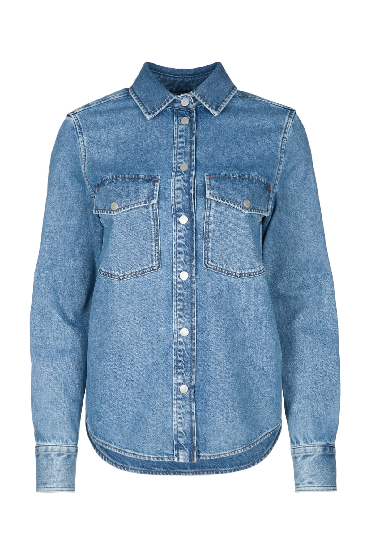 Jacob Cohen Women Western Cotton Denim Shirt In Blue