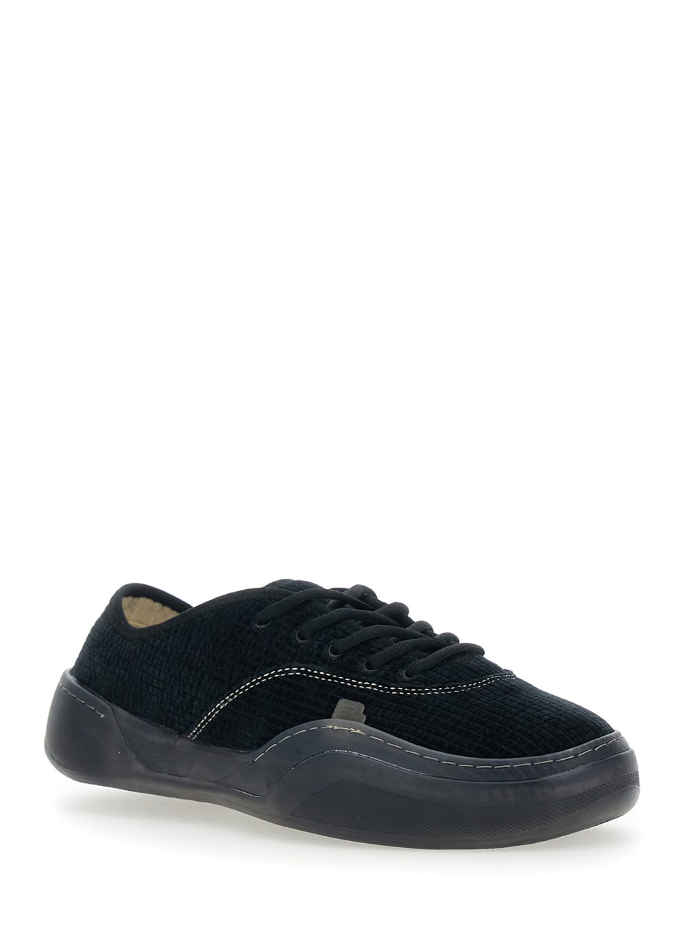 Erl Low Skate Mule Black Low-top Sneaker With Side Logo In Cotton Man In Black