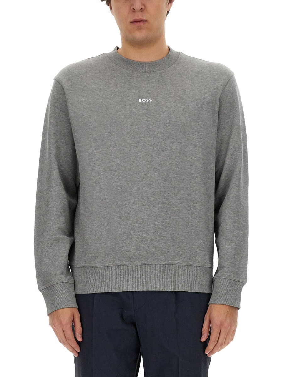 Shop Hugo Boss Sweatshirt With Logo In Grey